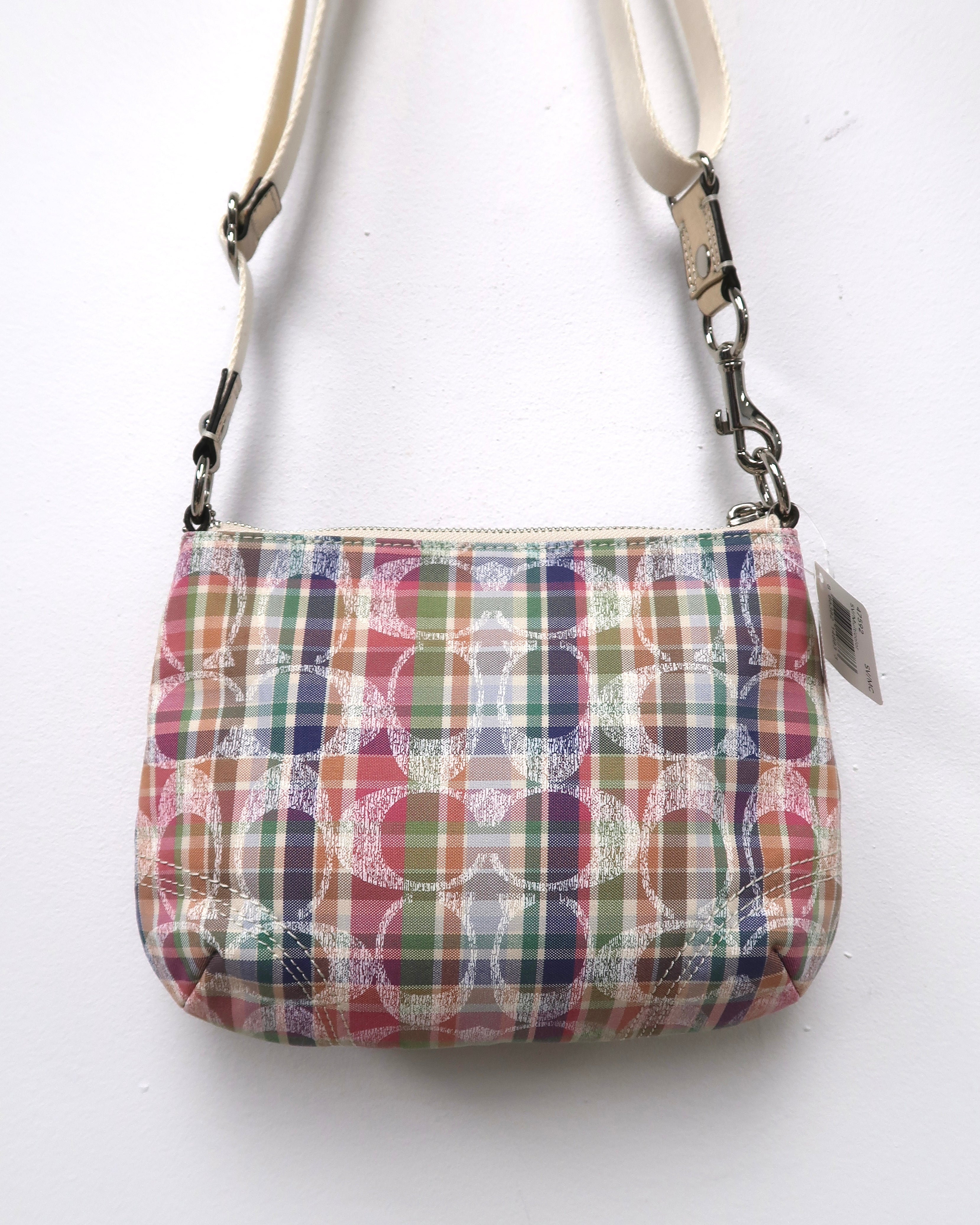 Coach Poppy Madras Plaid Sequined Signature Crossbody