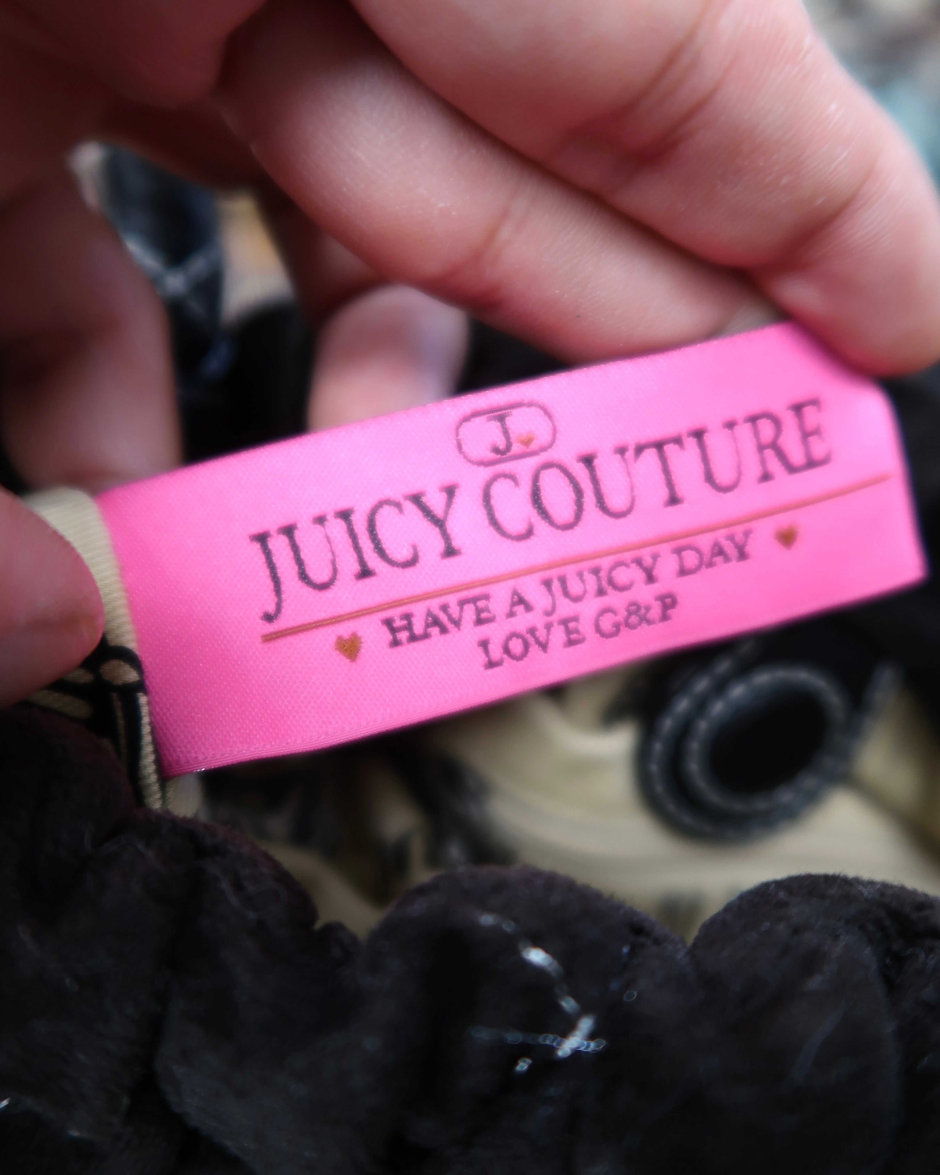 Y2K Juicy Couture black velour mini hobo bag