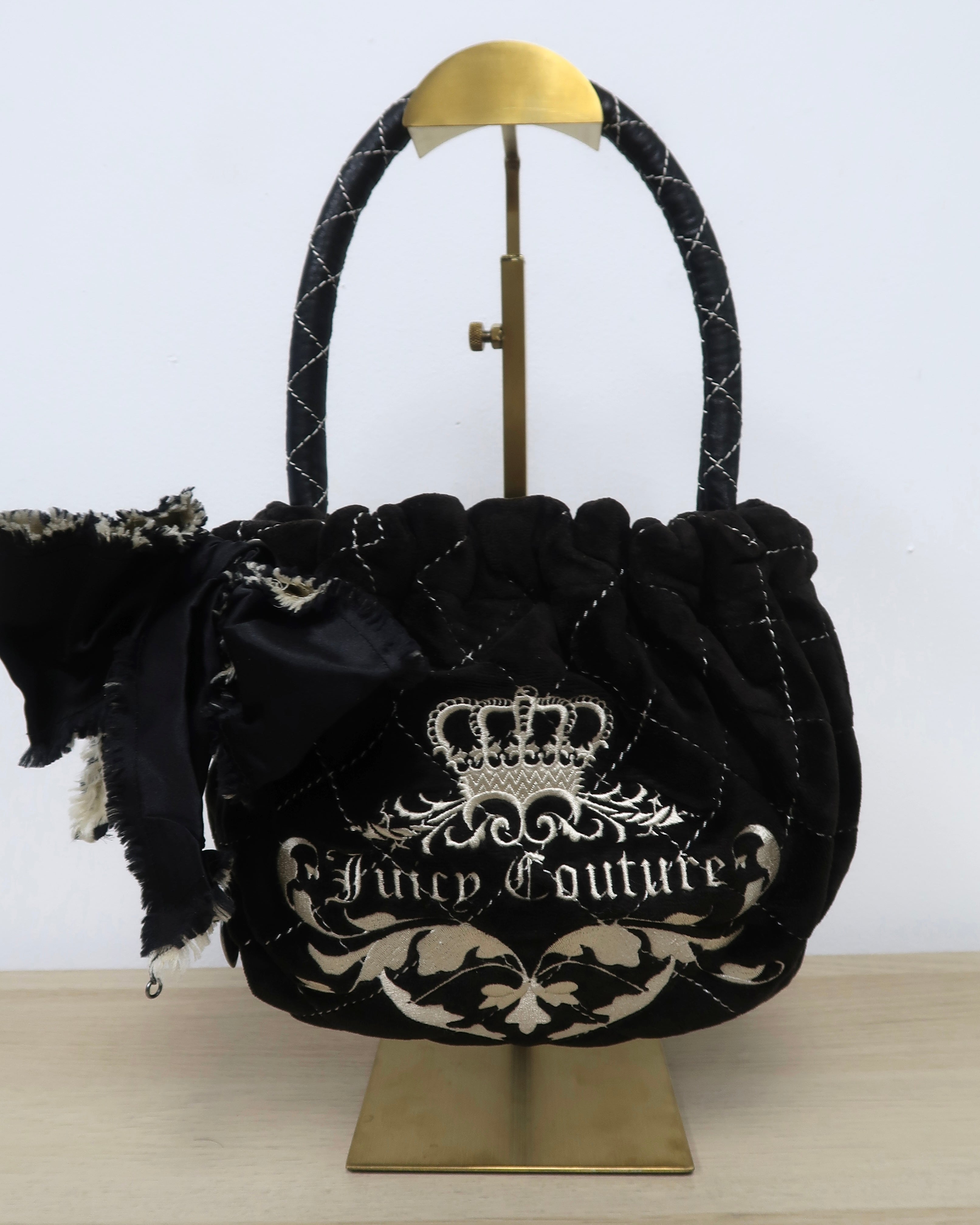 Y2K Juicy Couture black velour mini hobo bag