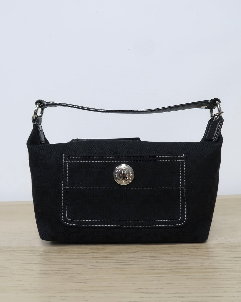 black Coach mini signature hobo bag