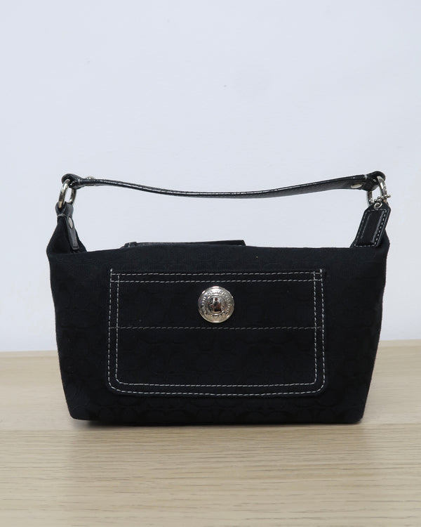 black Coach mini signature hobo bag