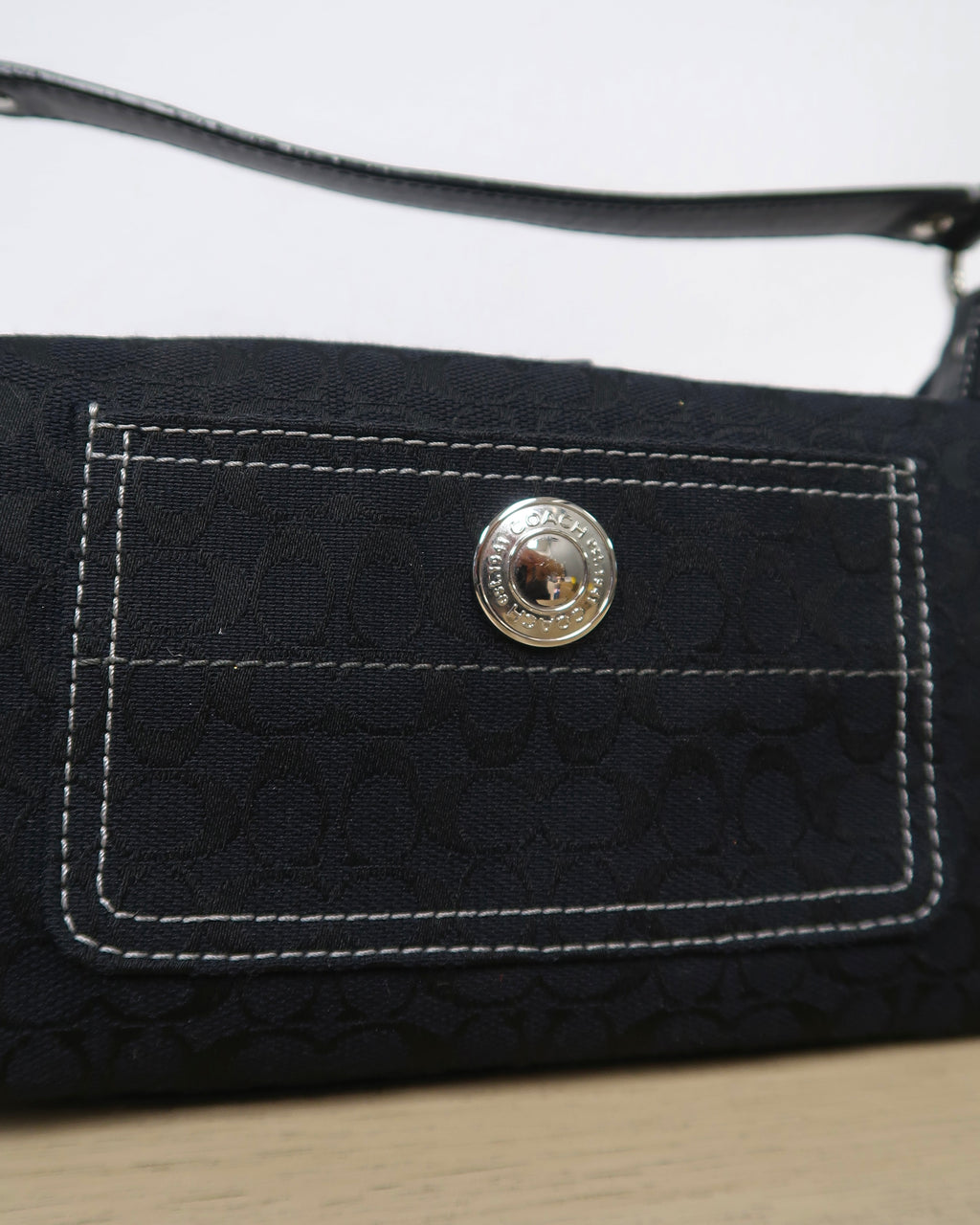 black Coach mini signature hobo bag