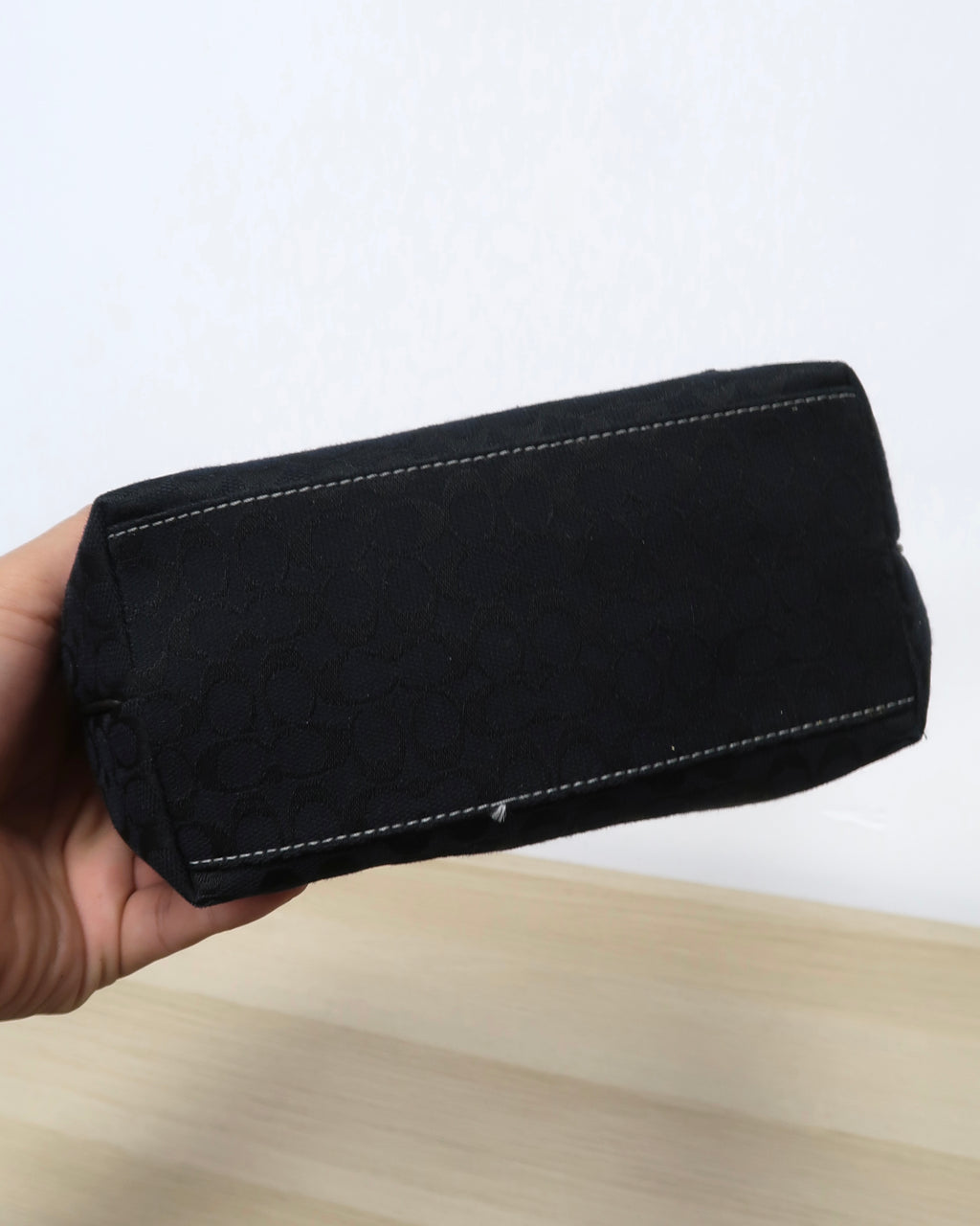 black Coach mini signature hobo bag
