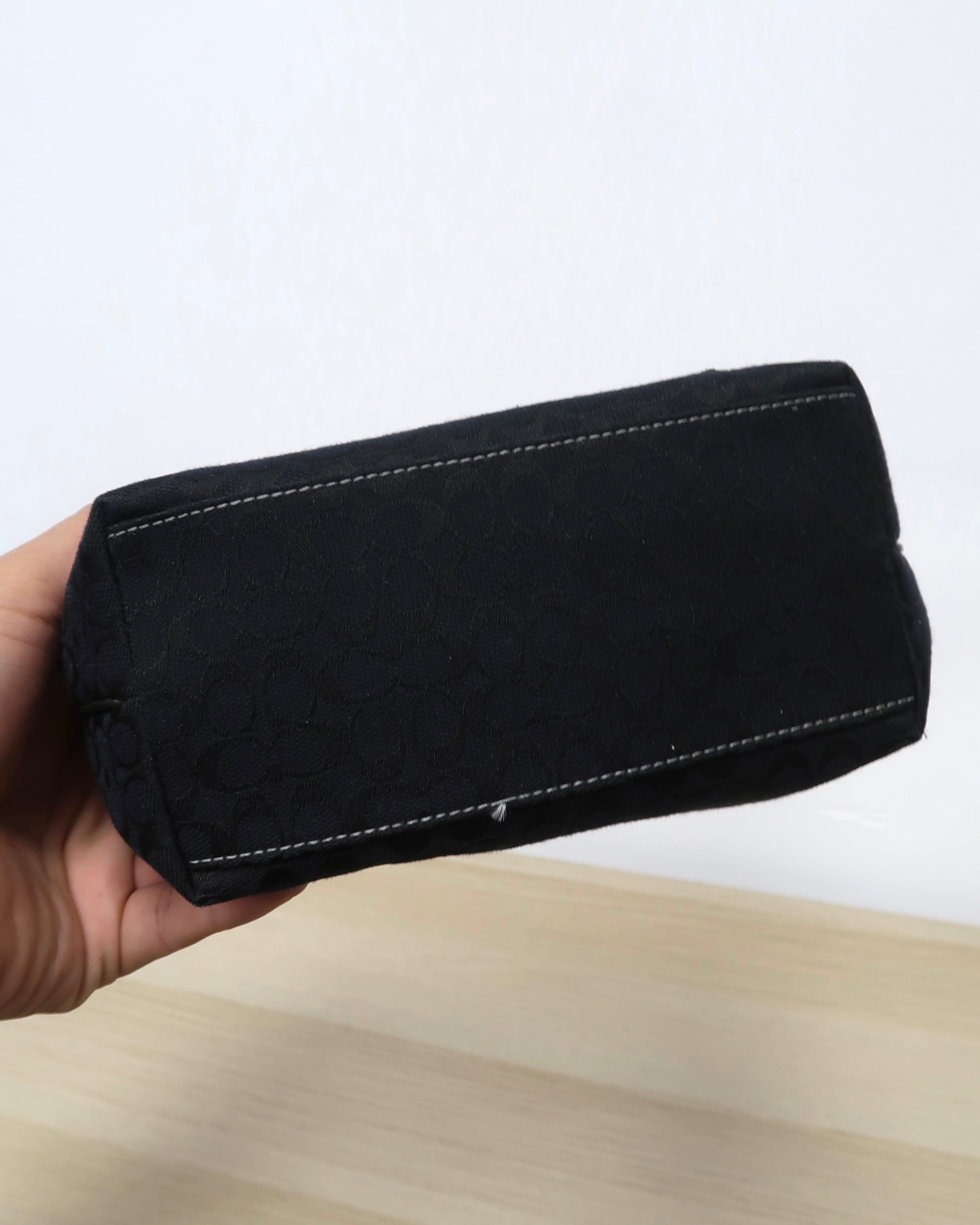 black Coach mini signature hobo bag
