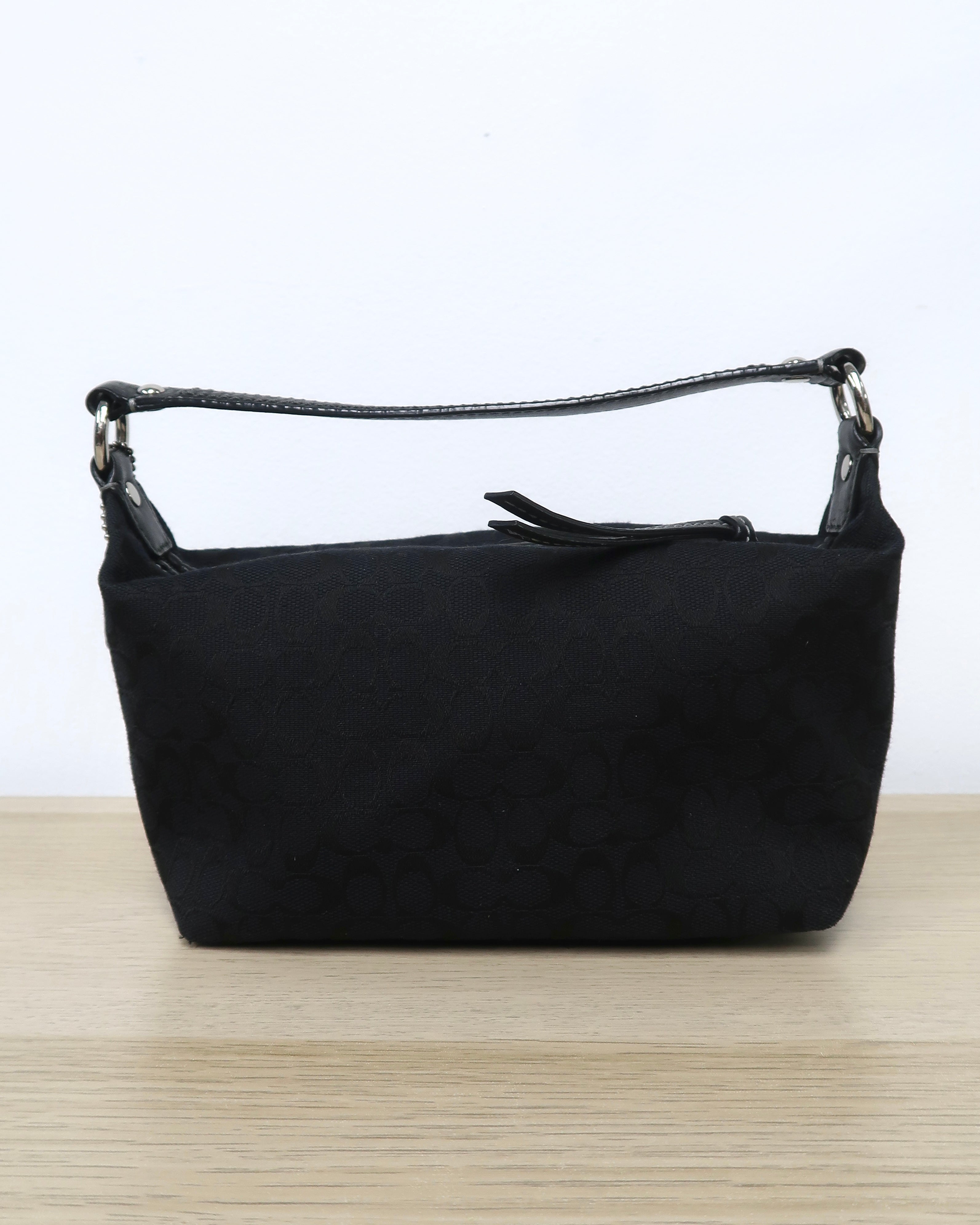 black Coach mini signature hobo bag