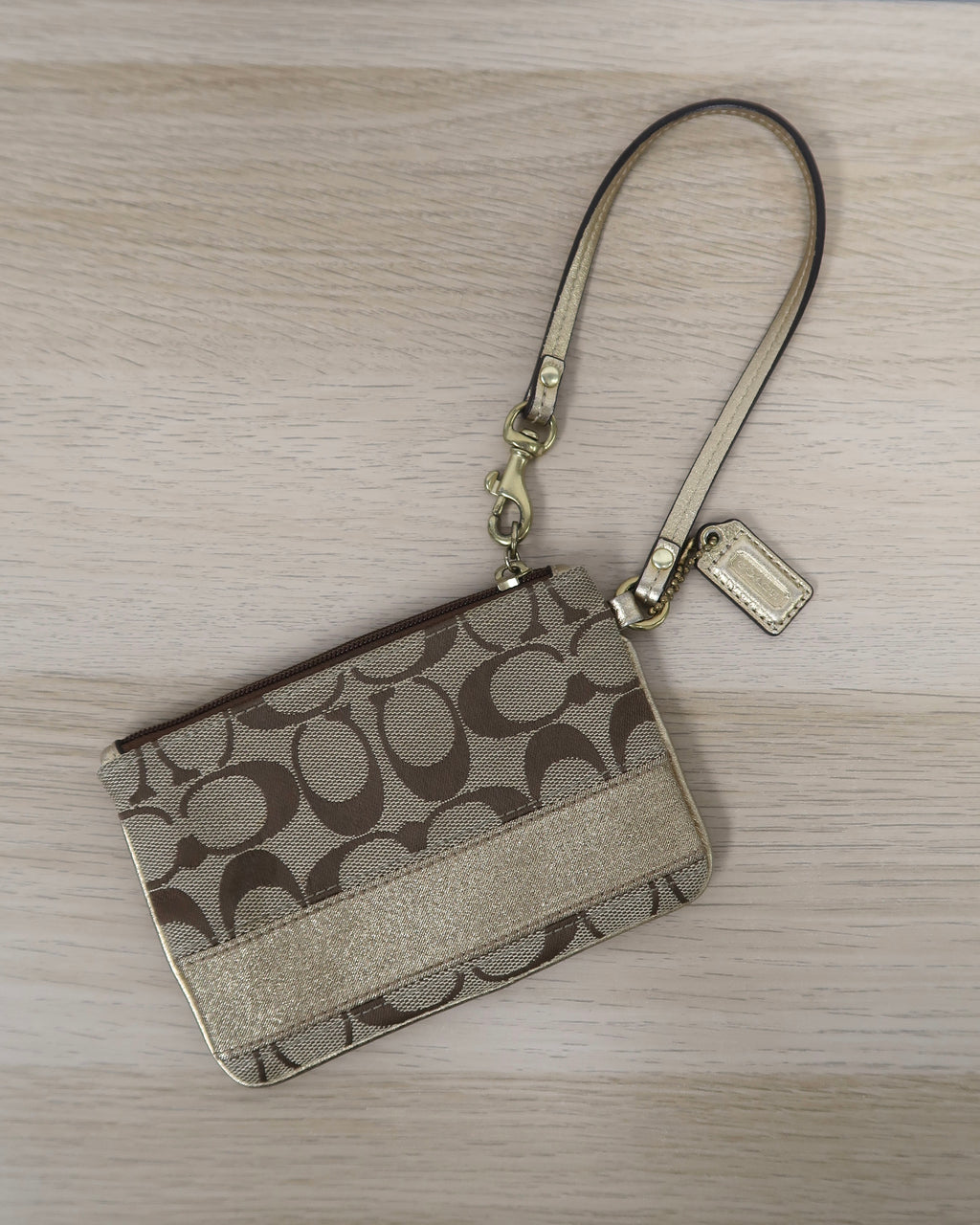 Coach Signature Stripe File Bag (Free matching wristlet included)