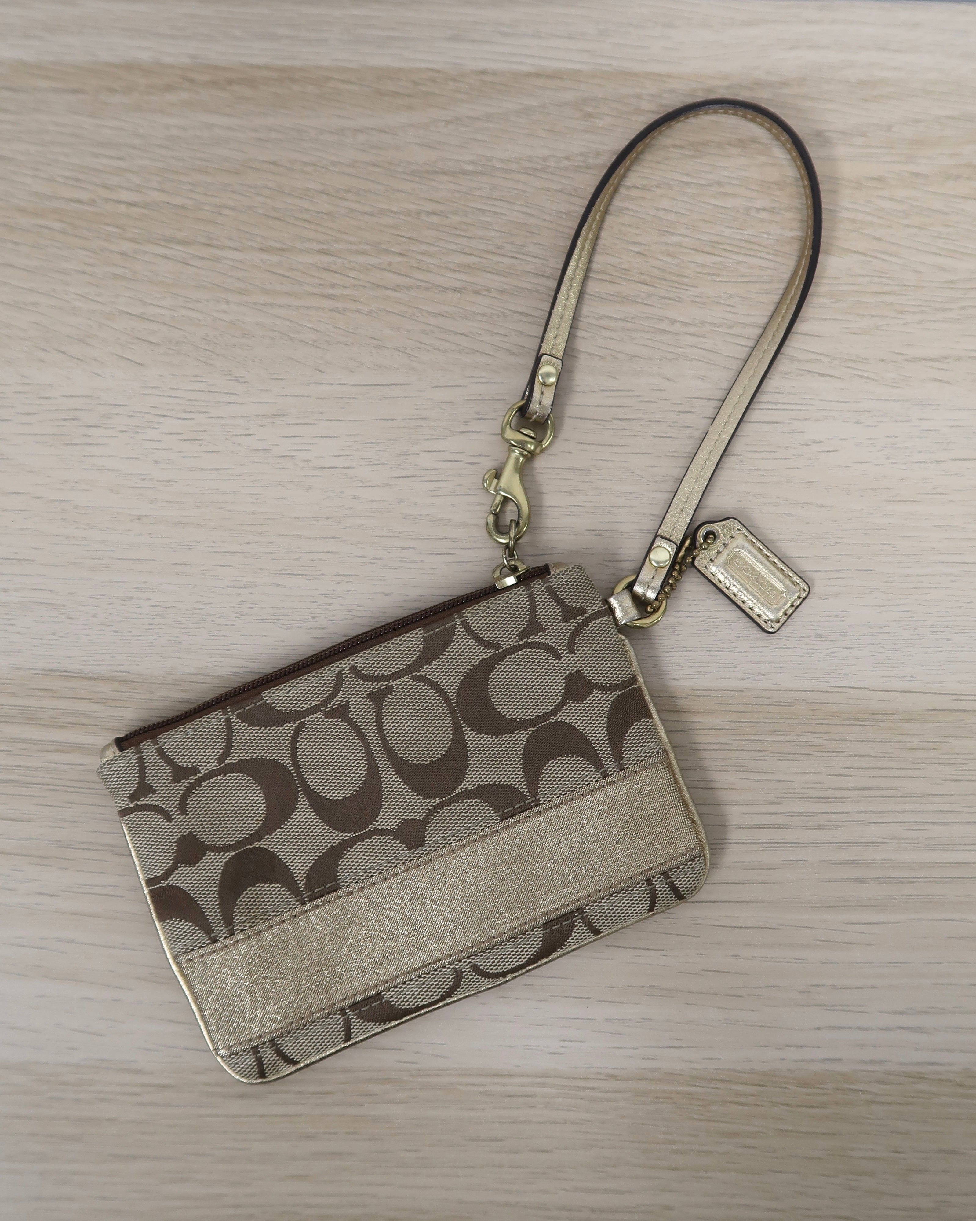 Coach Signature Stripe File Bag (Free matching wristlet included)