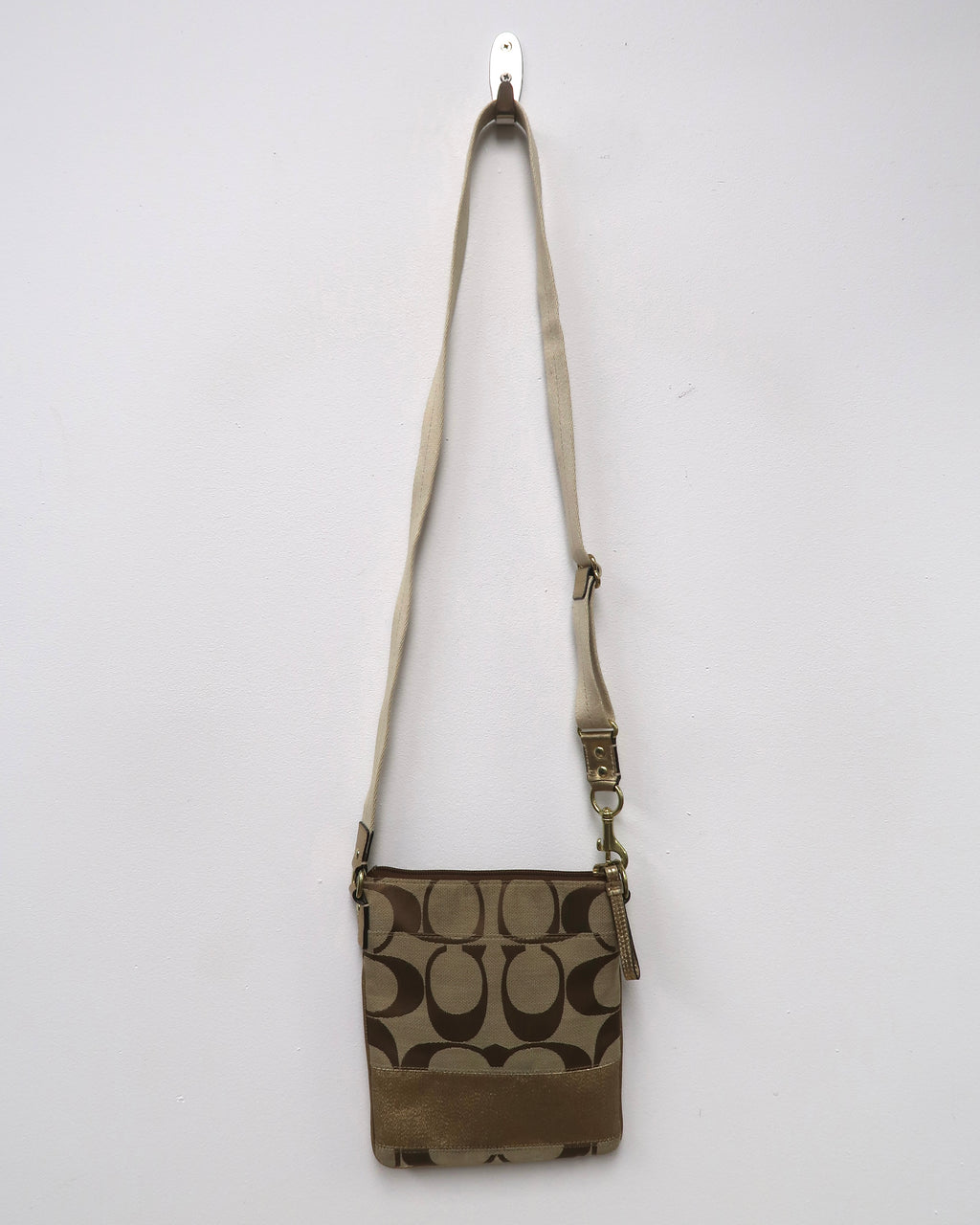 Coach Signature Stripe File Bag (Free matching wristlet included)