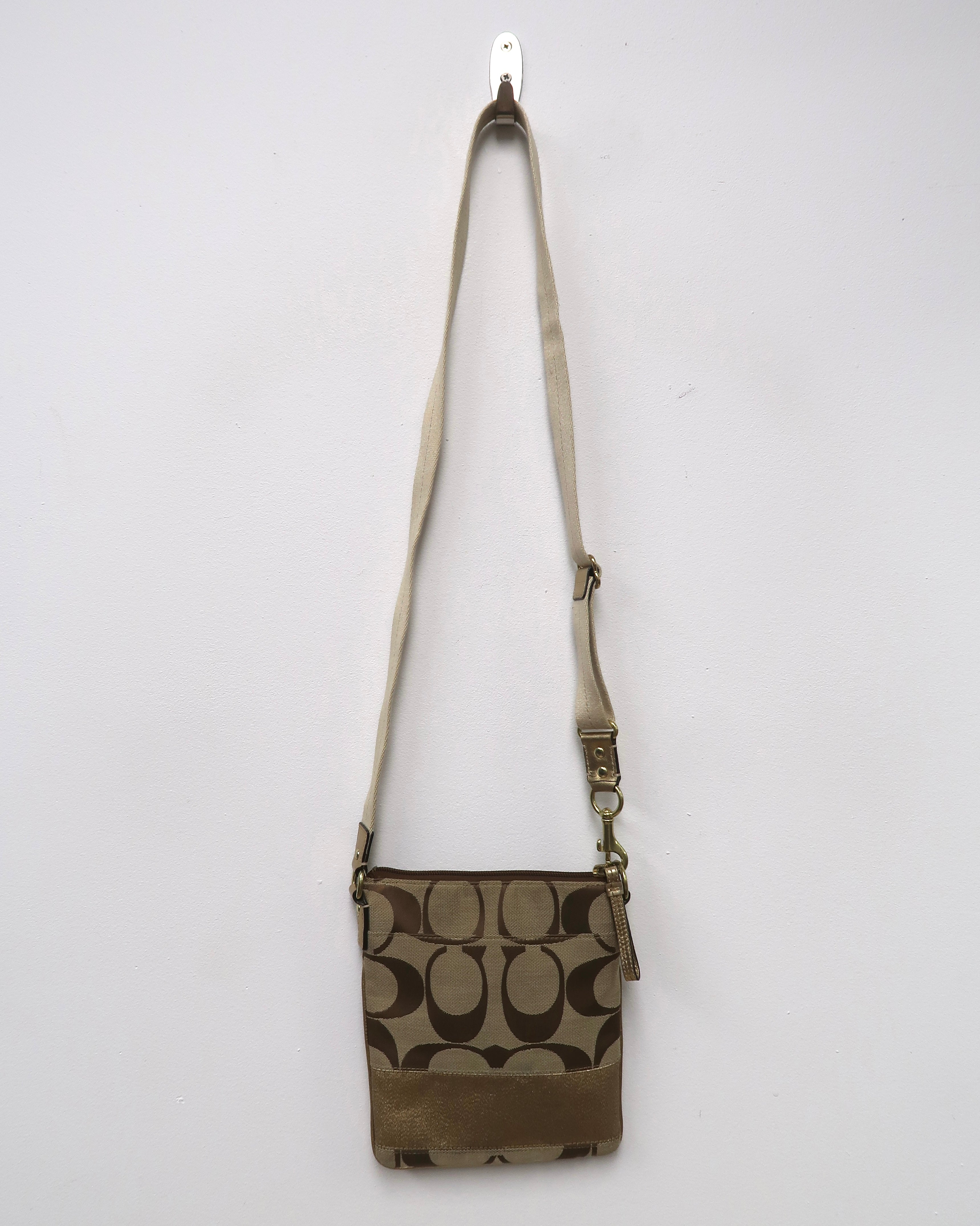 Coach Signature Stripe File Bag (Free matching wristlet included)
