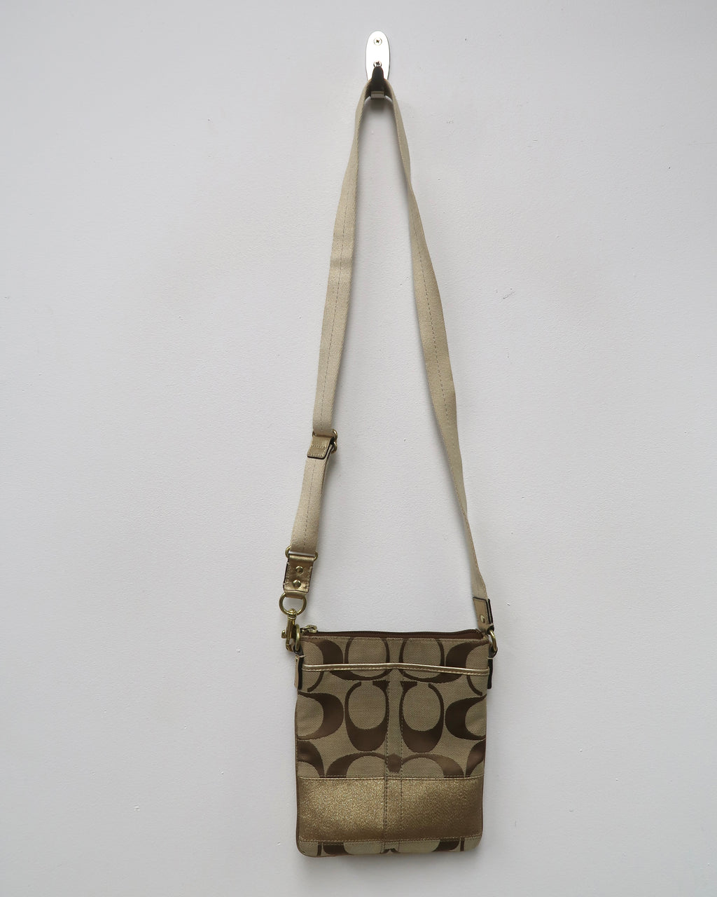 Coach Signature Stripe File Bag (Free matching wristlet included)
