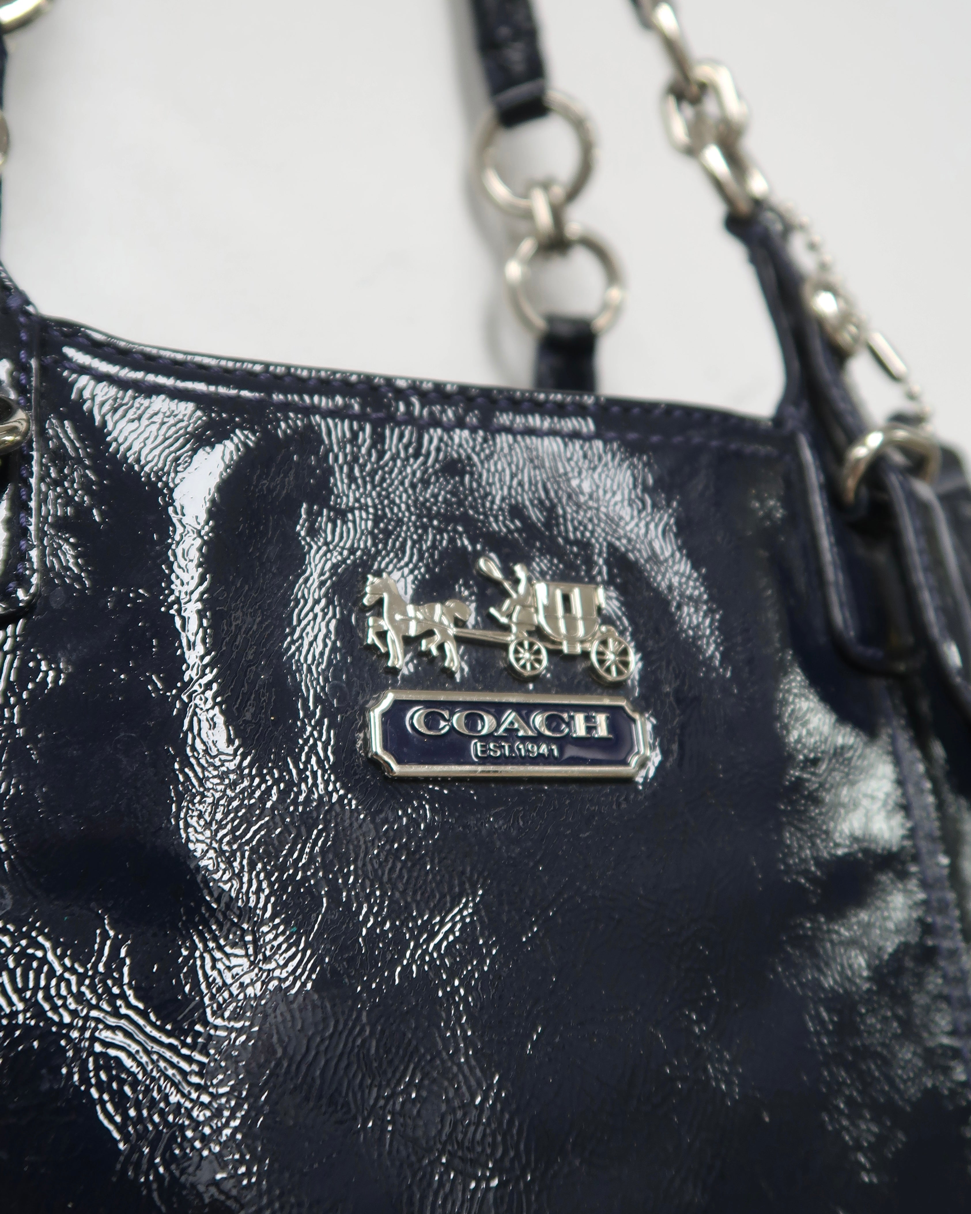 Coach Madison Mia patent leather tote shoulder bag