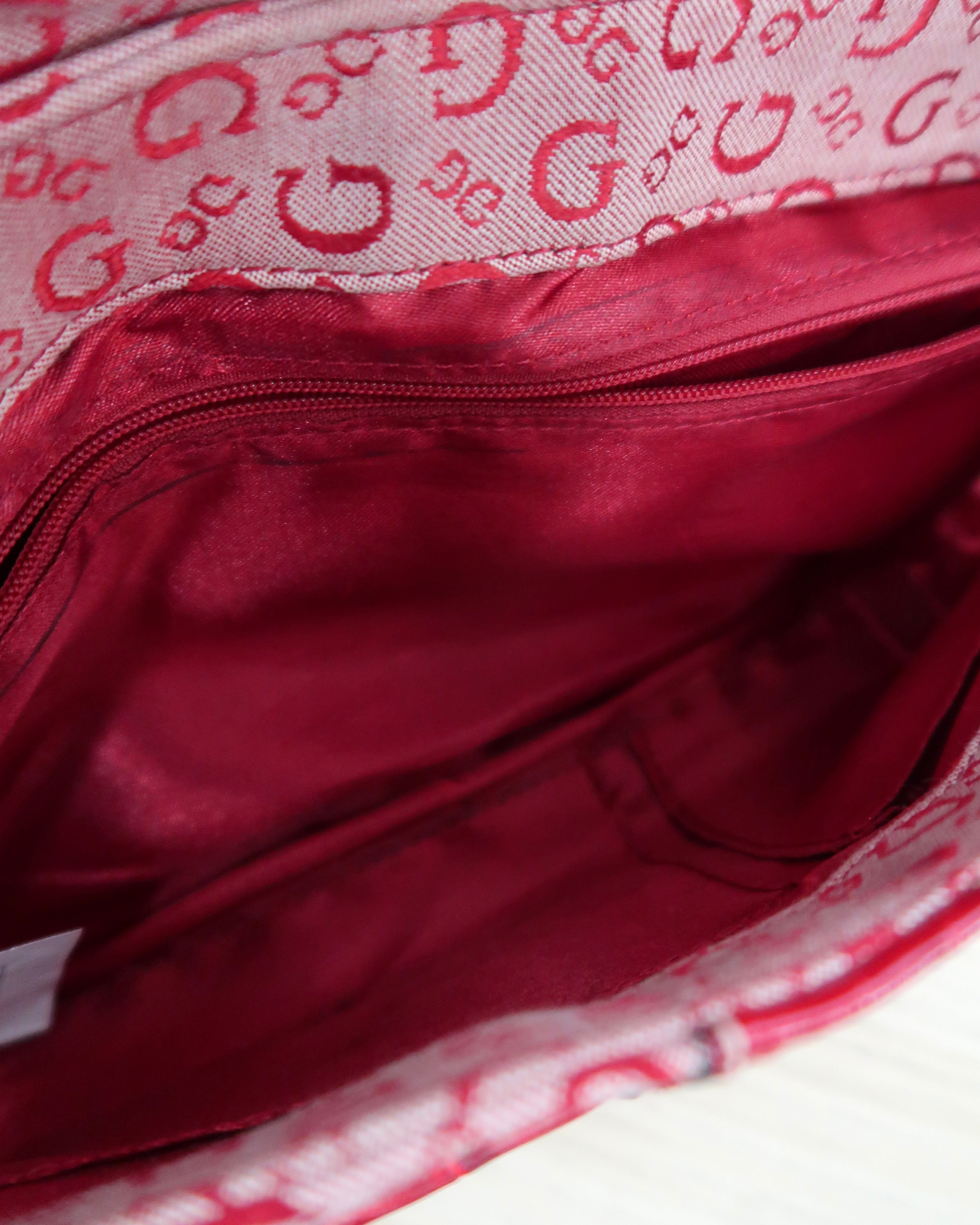 Guess red monogram shoulder bag
