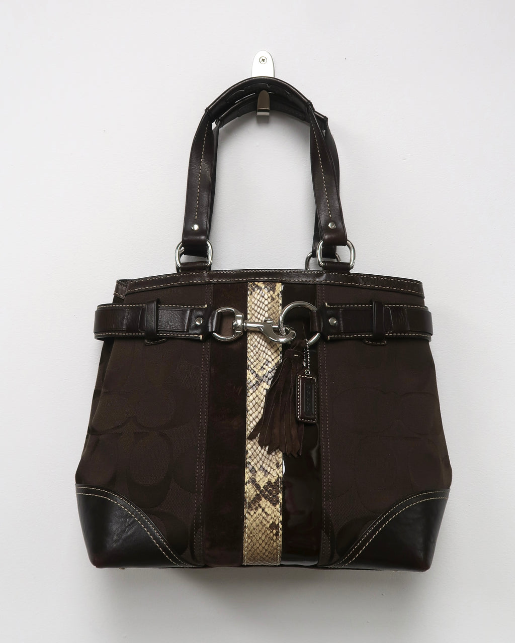 Coach Hampton Signature Python tote