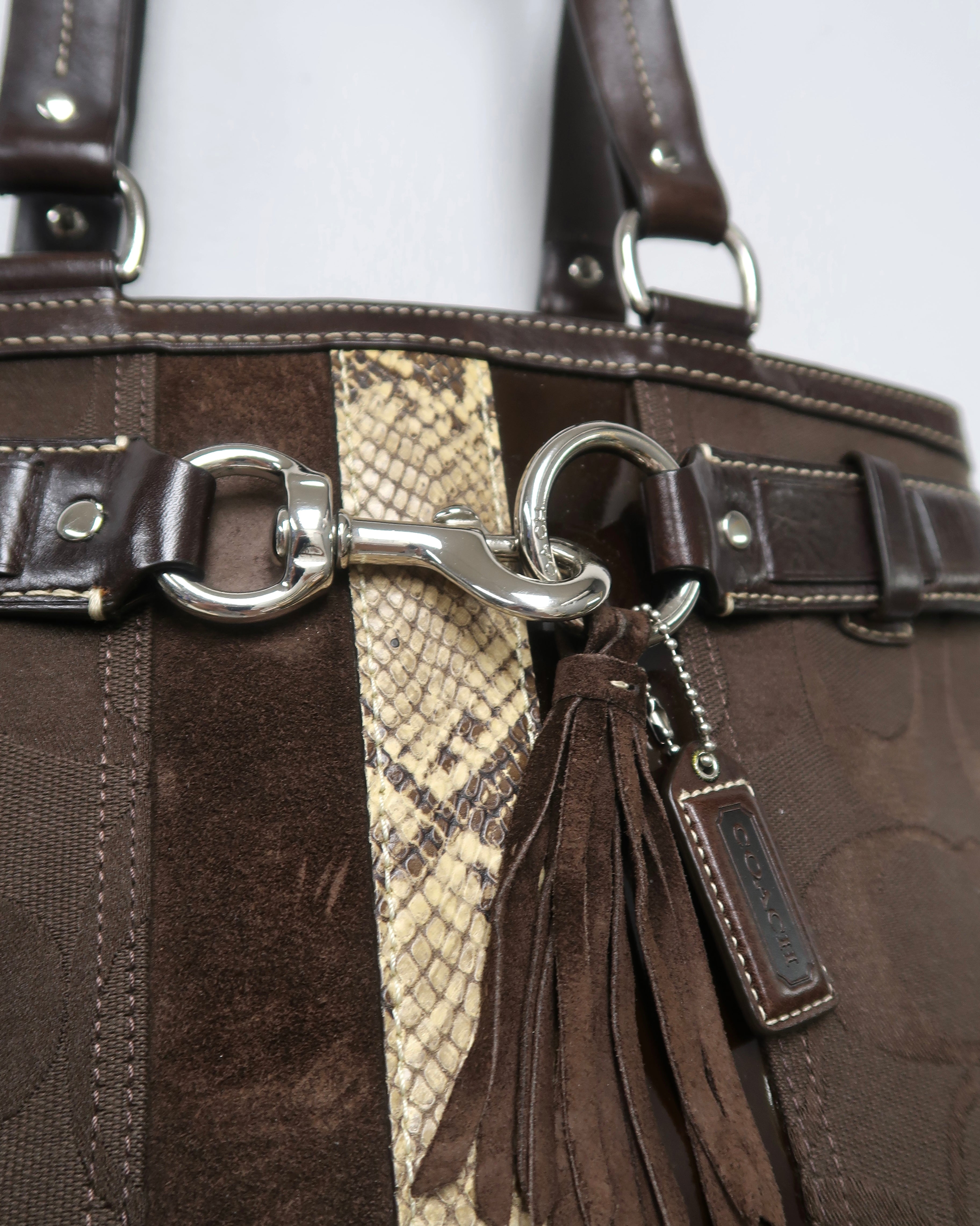 Coach Hampton Signature Python tote