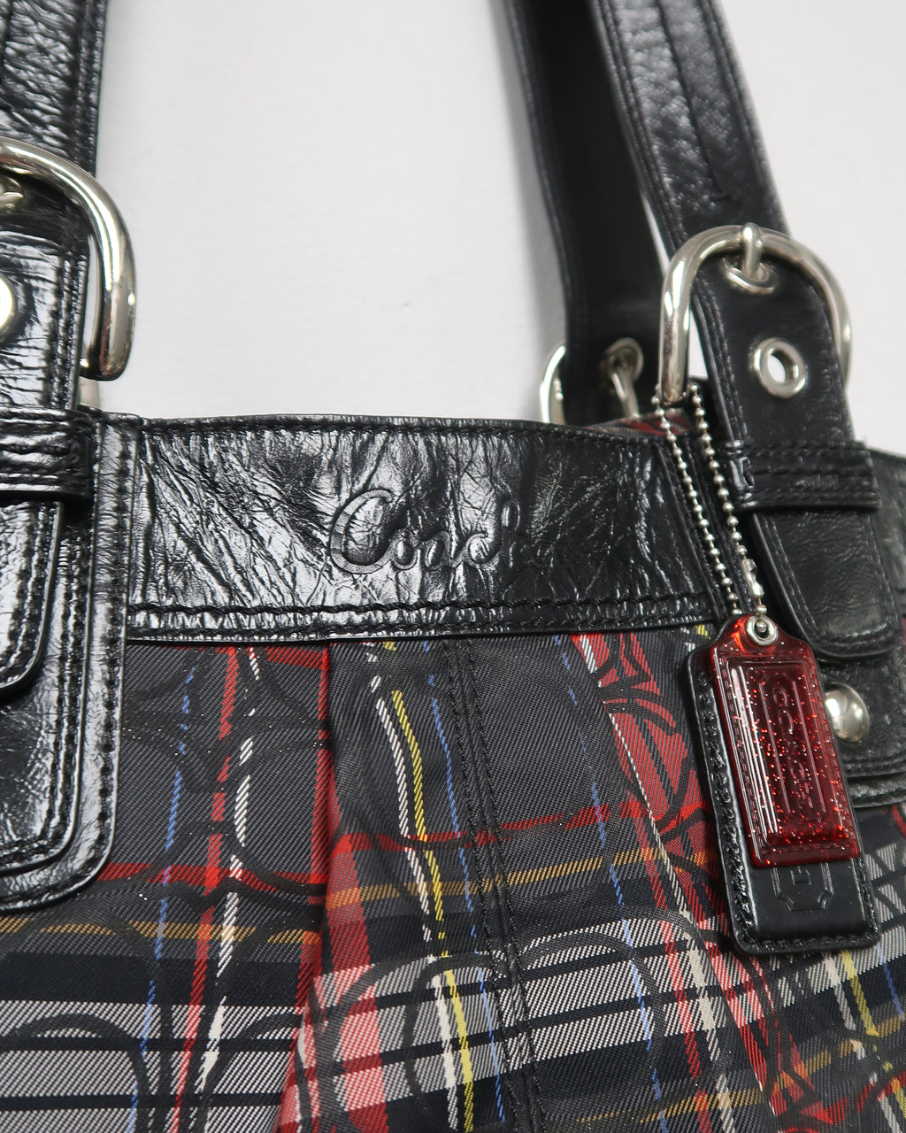 Coach Poppy Soho plaid tote bag