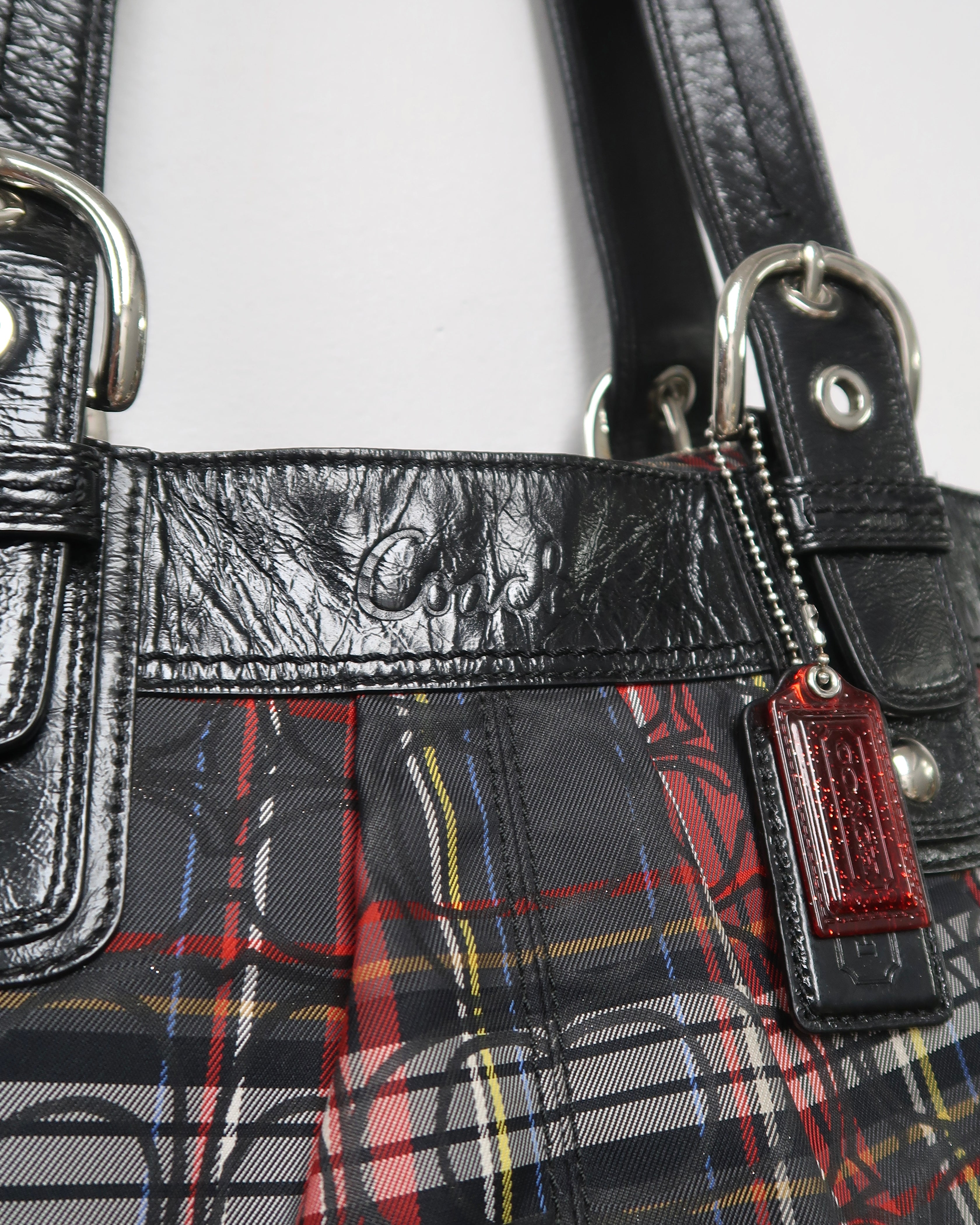 Coach Poppy Soho plaid tote bag