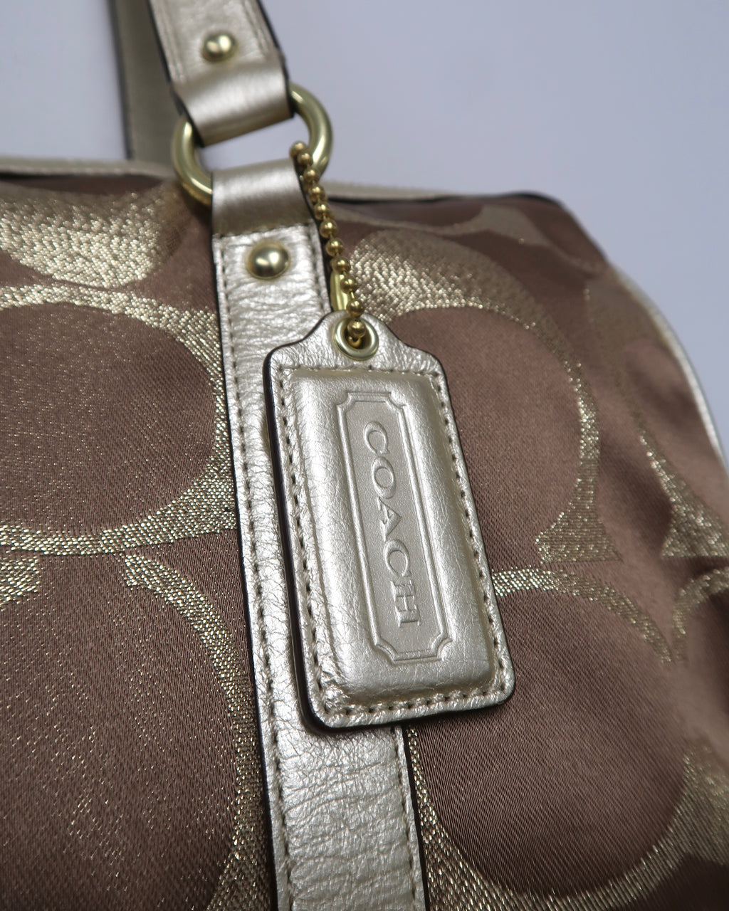 Coach Signature Studded Lurex Satchel