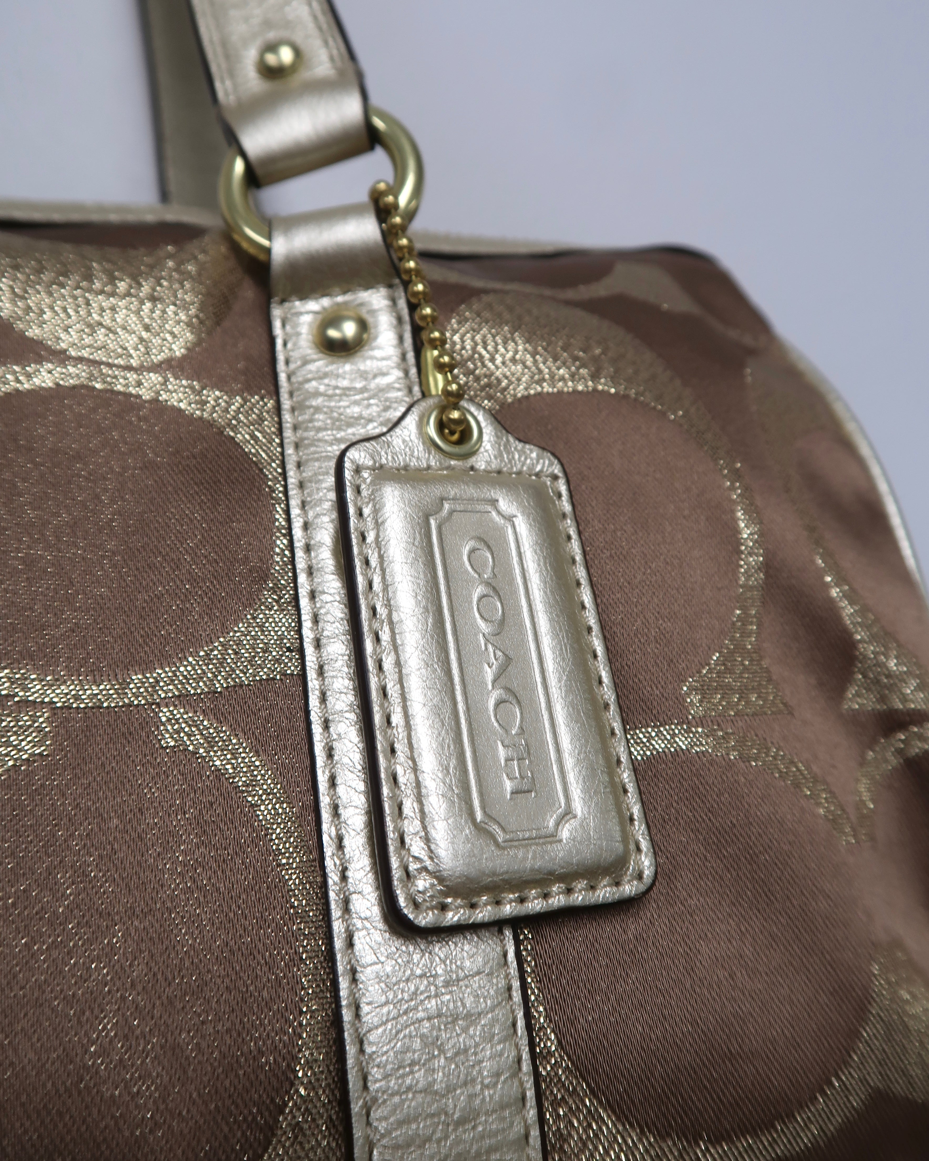 Coach Signature Studded Lurex Satchel