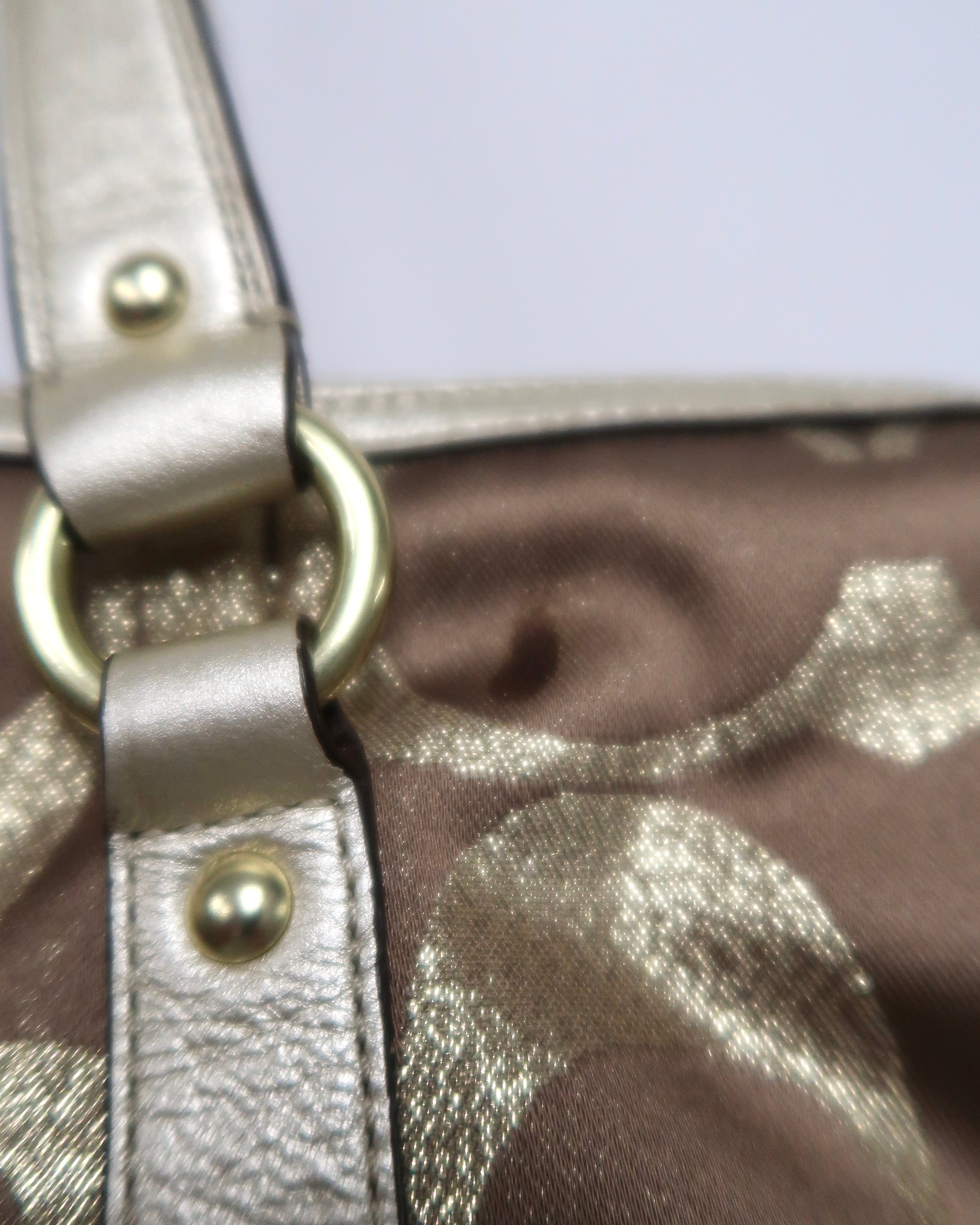 Coach Signature Studded Lurex Satchel