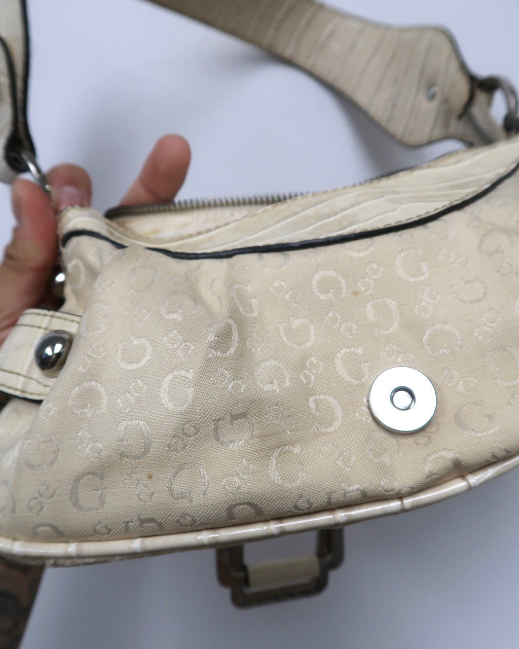 beige Guess satchel