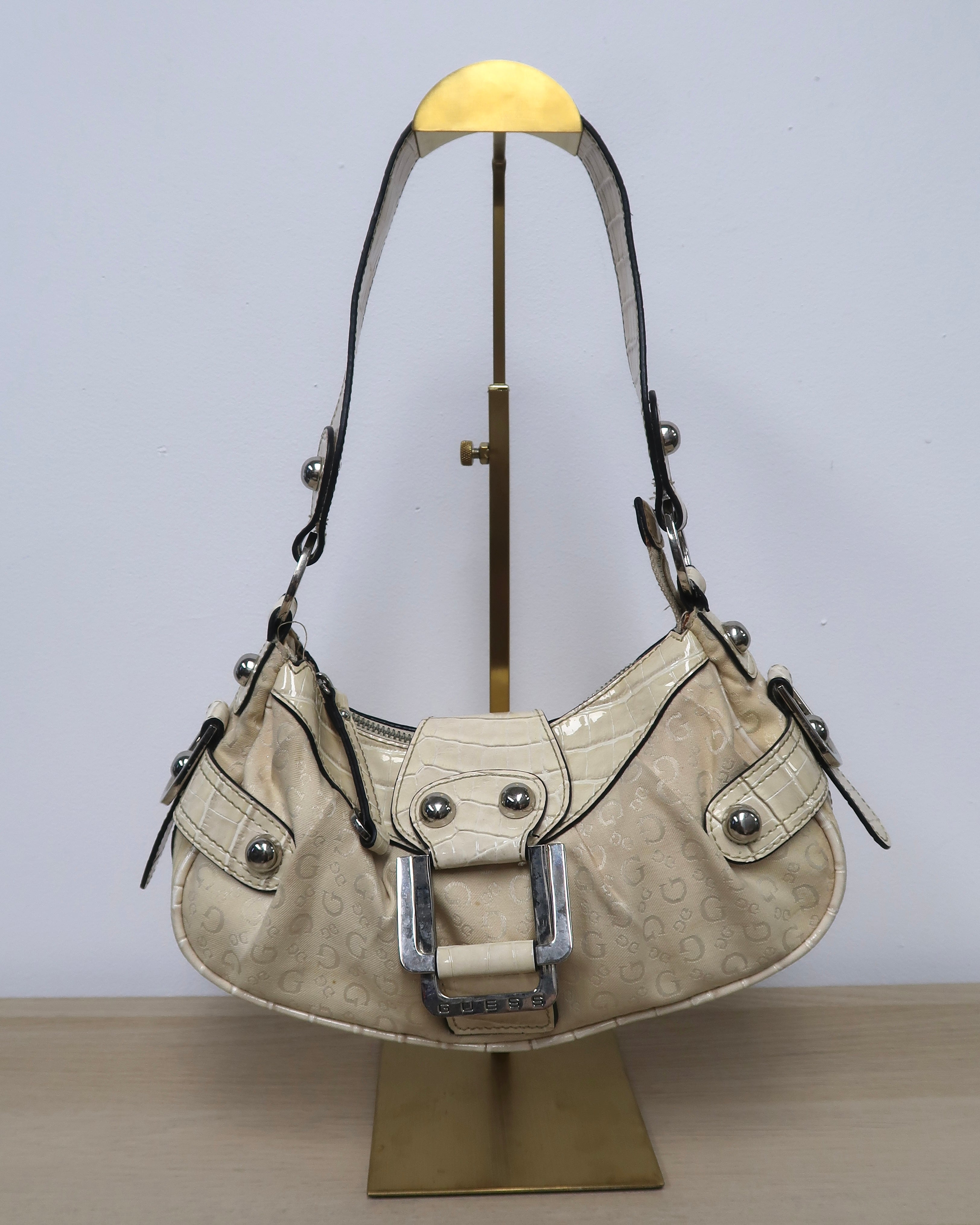 beige Guess satchel