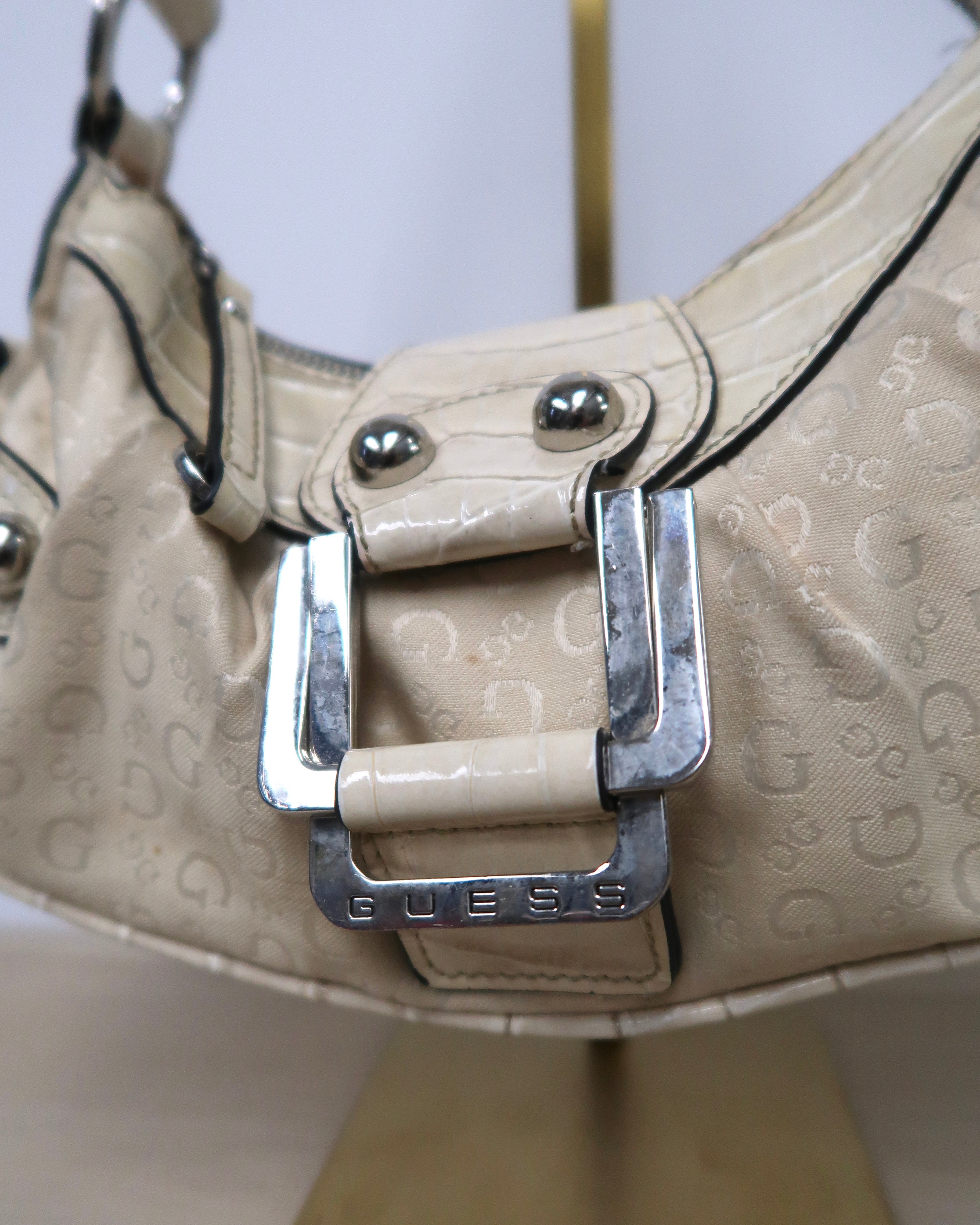 beige Guess satchel