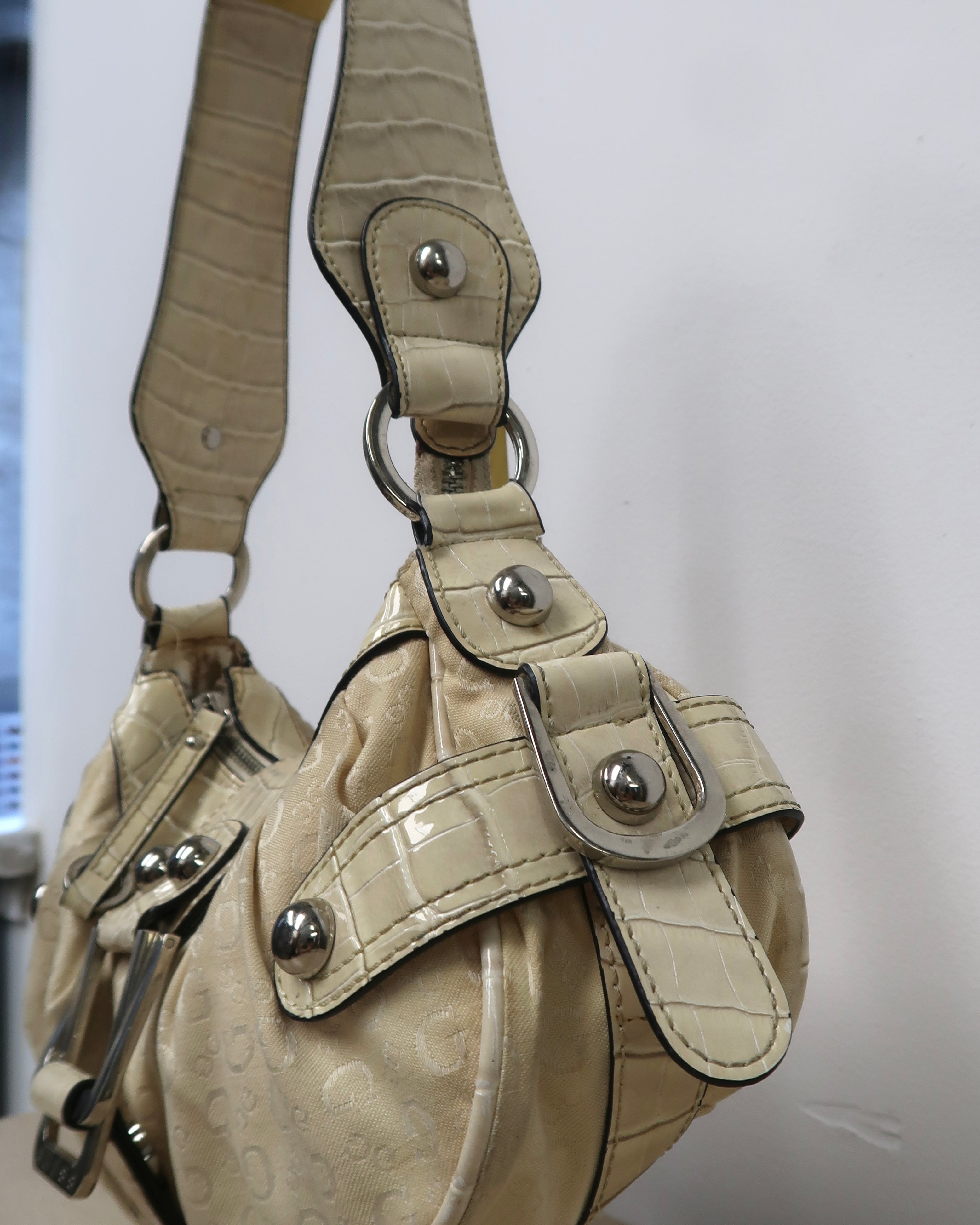 beige Guess satchel