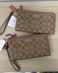 Coach Signature PVC Double Zip Wristlet Wallet