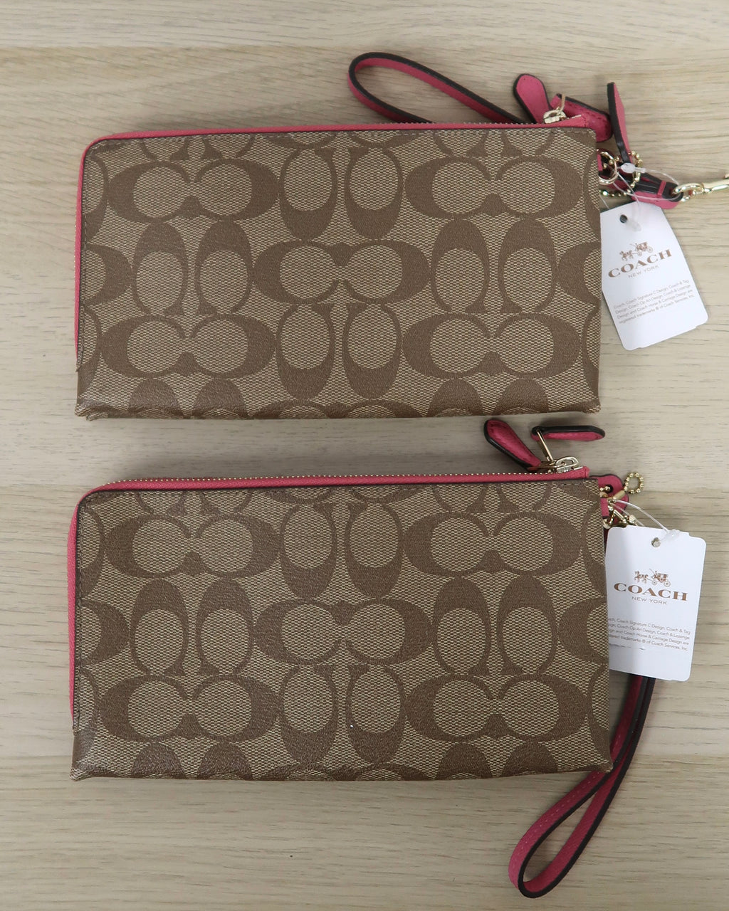 Coach Signature PVC Double Zip Wristlet Wallet