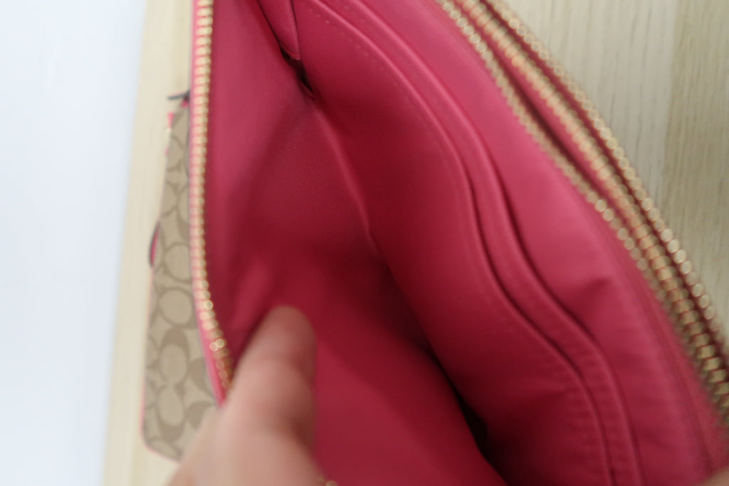Coach Signature PVC Double Zip Wristlet Wallet