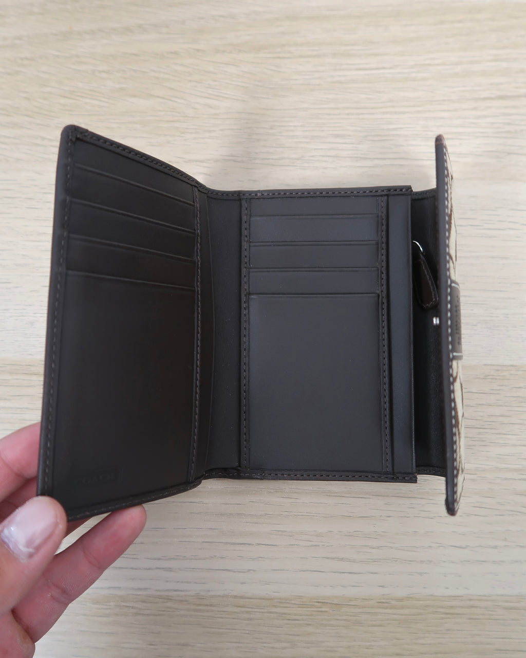 Vintage Coach Signature Canvas Trifold Wallet