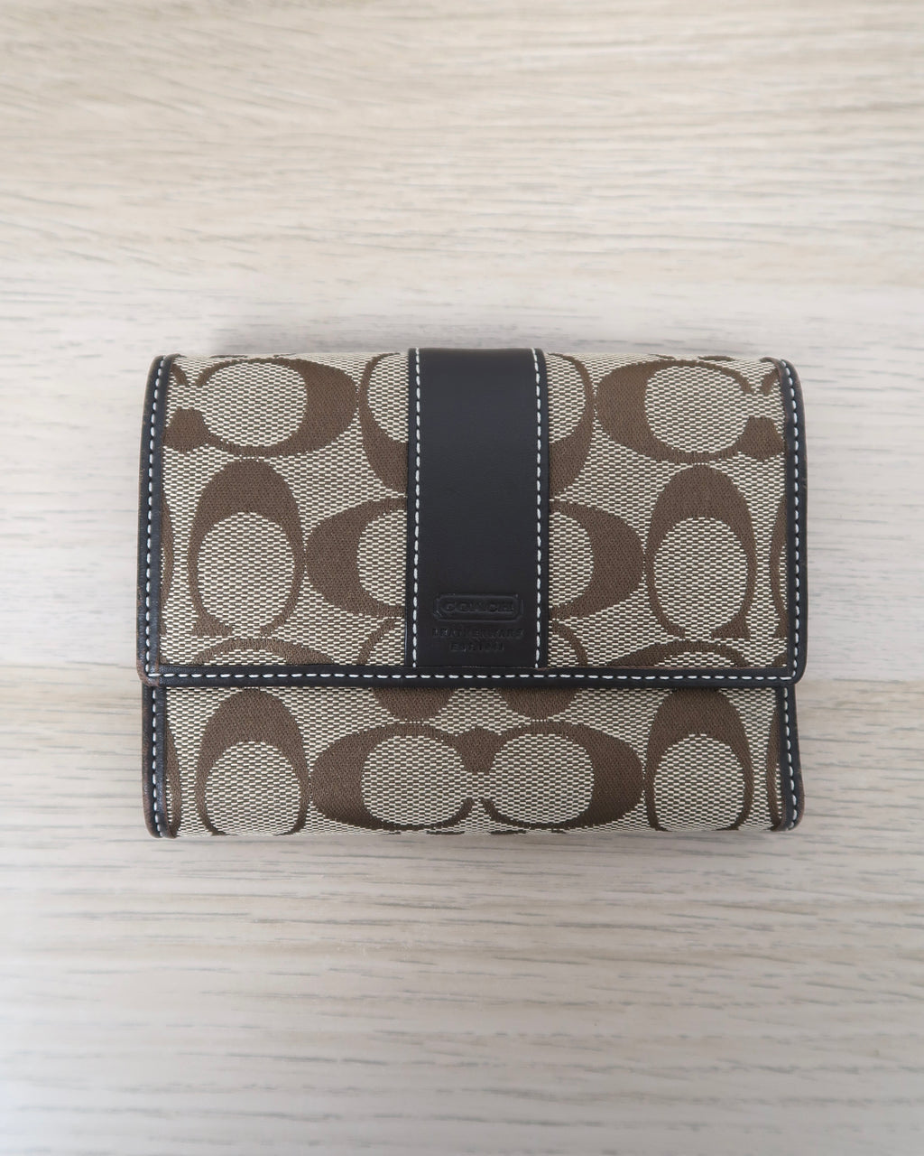 Vintage Coach Signature Canvas Trifold Wallet