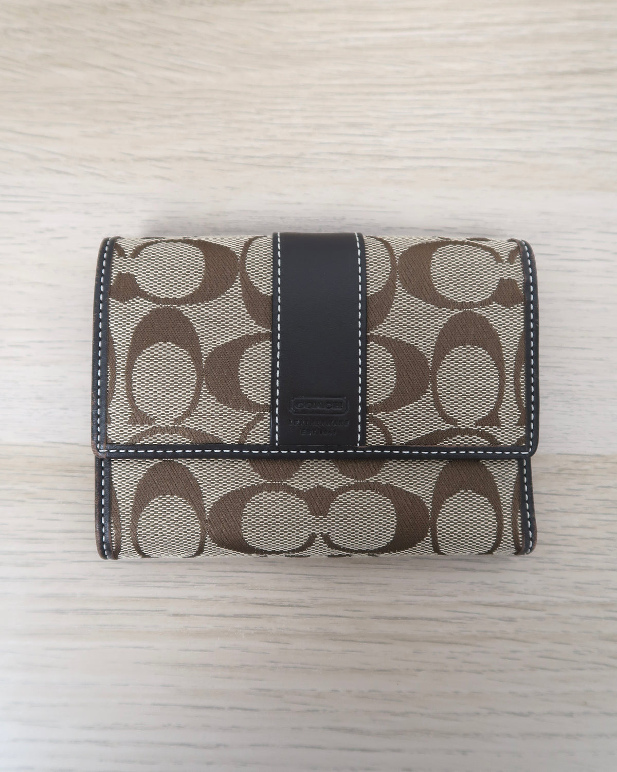 Vintage Coach Signature Canvas Trifold Wallet