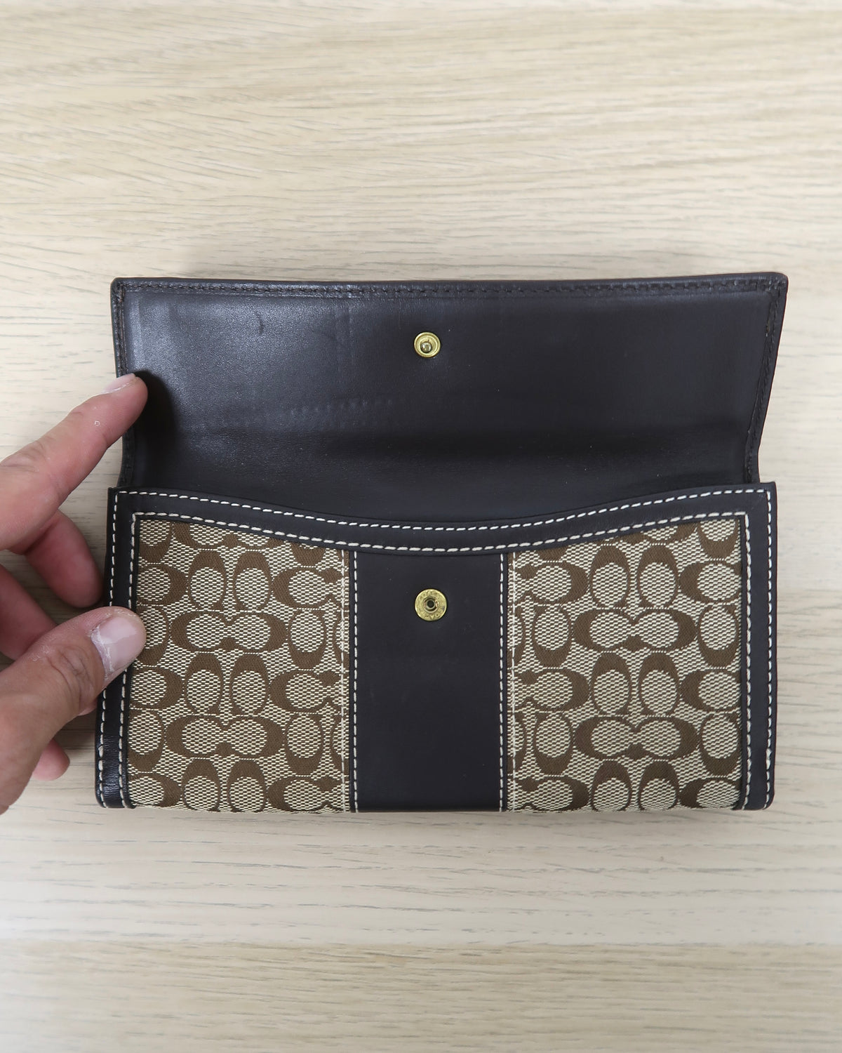 Coach signature-print canvas long wallet