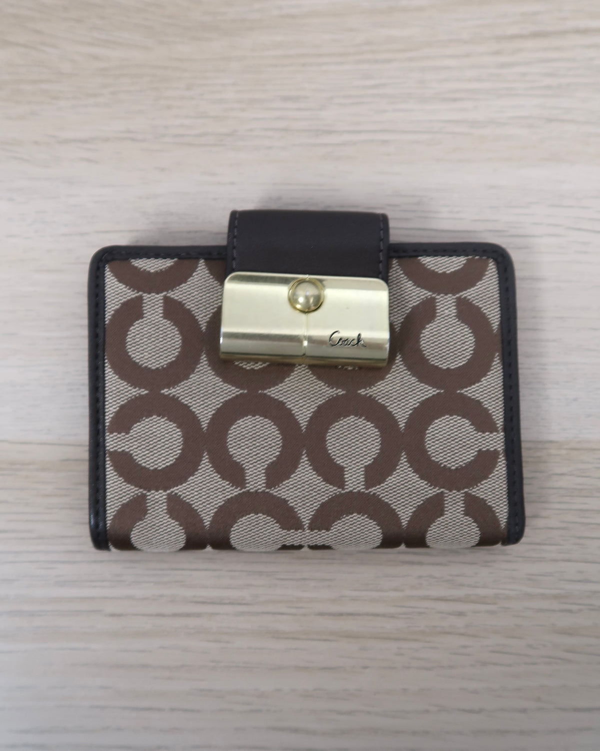 Coach Brown Signature Jaquard Bifold Wallet