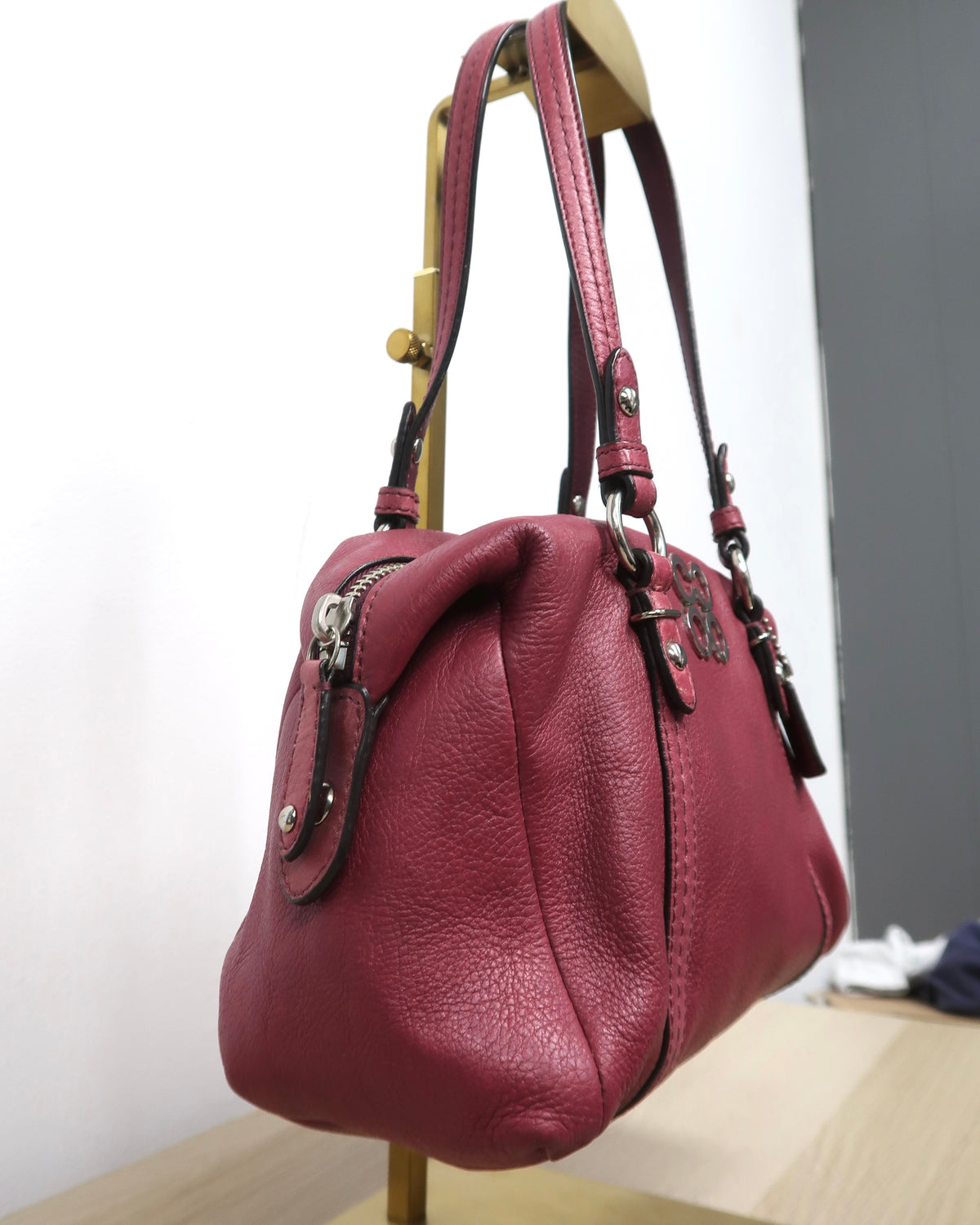 Coach Julia Magenta Pebbled Leather Small Satchel