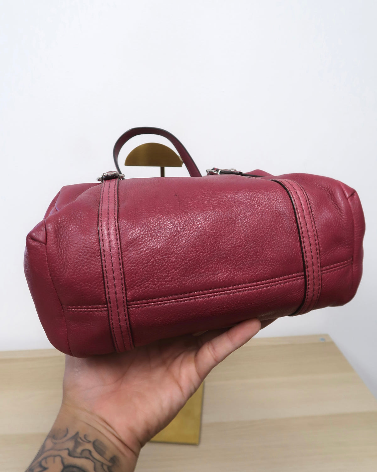 Coach Julia Magenta Pebbled Leather Small Satchel