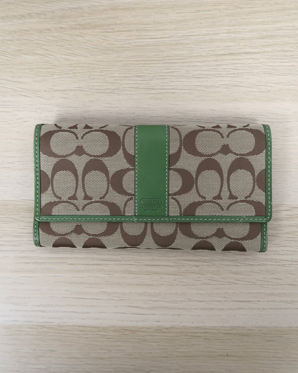 Coach Signature Canvas Trifold/Checkbook Wallet