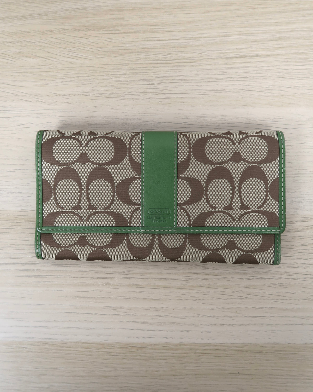Coach Signature Canvas Trifold/Checkbook Wallet