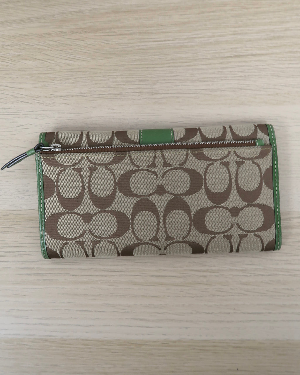 Coach Signature Canvas Trifold/Checkbook Wallet