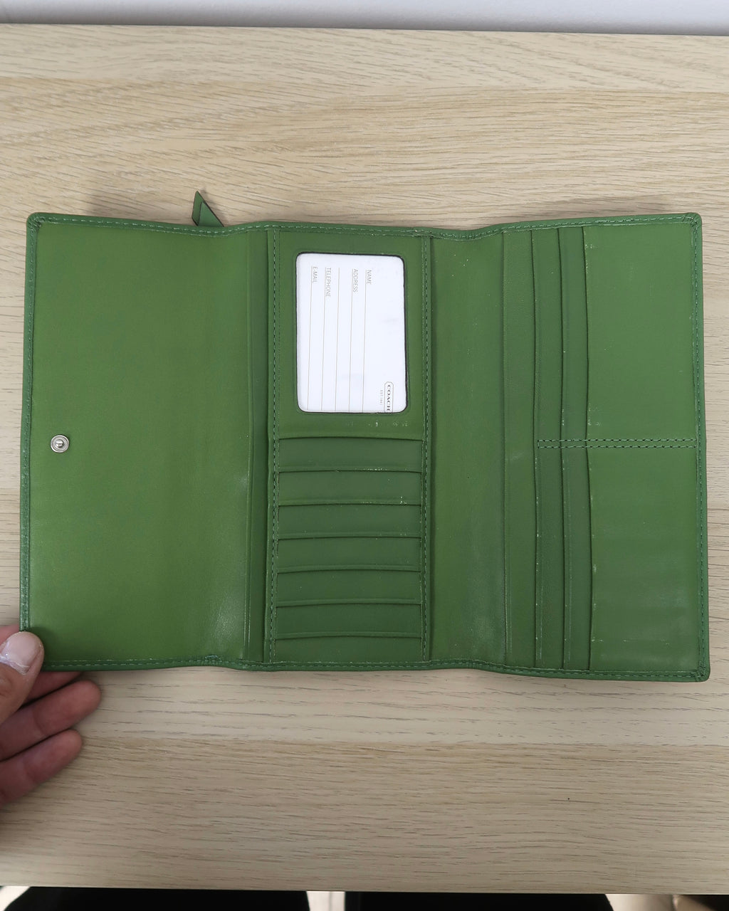 Coach Signature Canvas Trifold/Checkbook Wallet