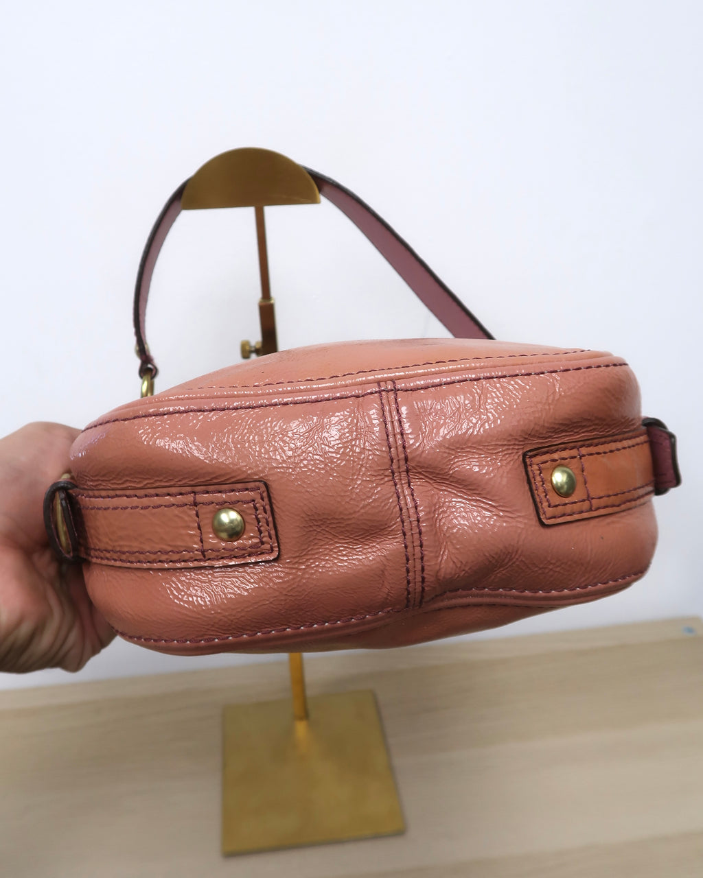 vintage pink leather Coach hobo shoulder bag