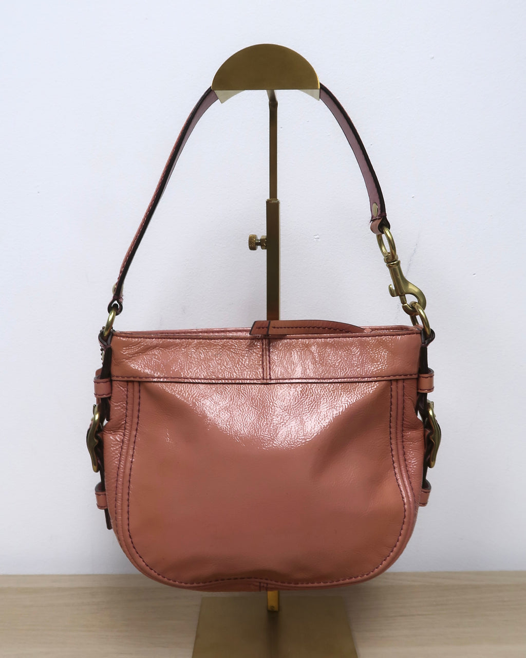 vintage pink leather Coach hobo shoulder bag