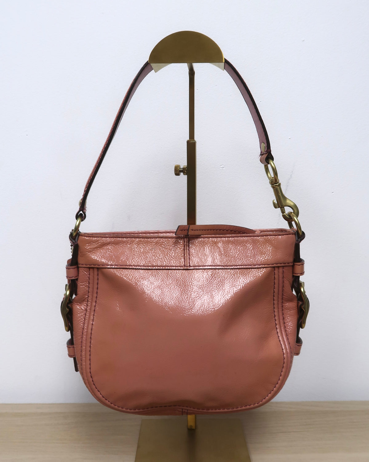 vintage pink leather Coach hobo shoulder bag