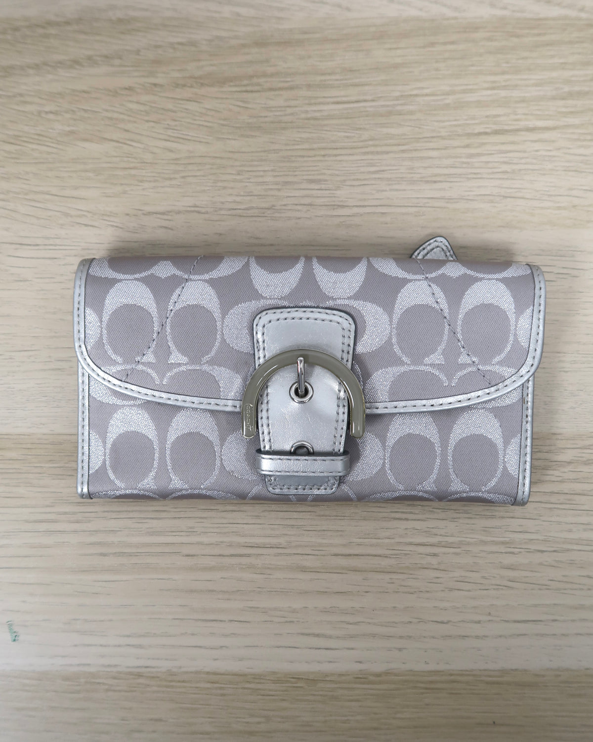 Vintage Coach Silver-Grey Signature "C" Jacquard Fabric Wallet
