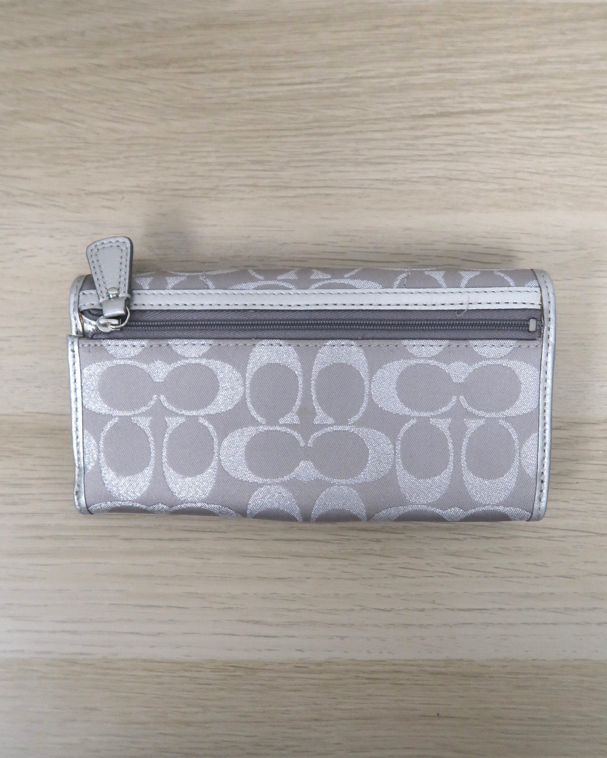 Vintage Coach Silver-Grey Signature "C" Jacquard Fabric Wallet