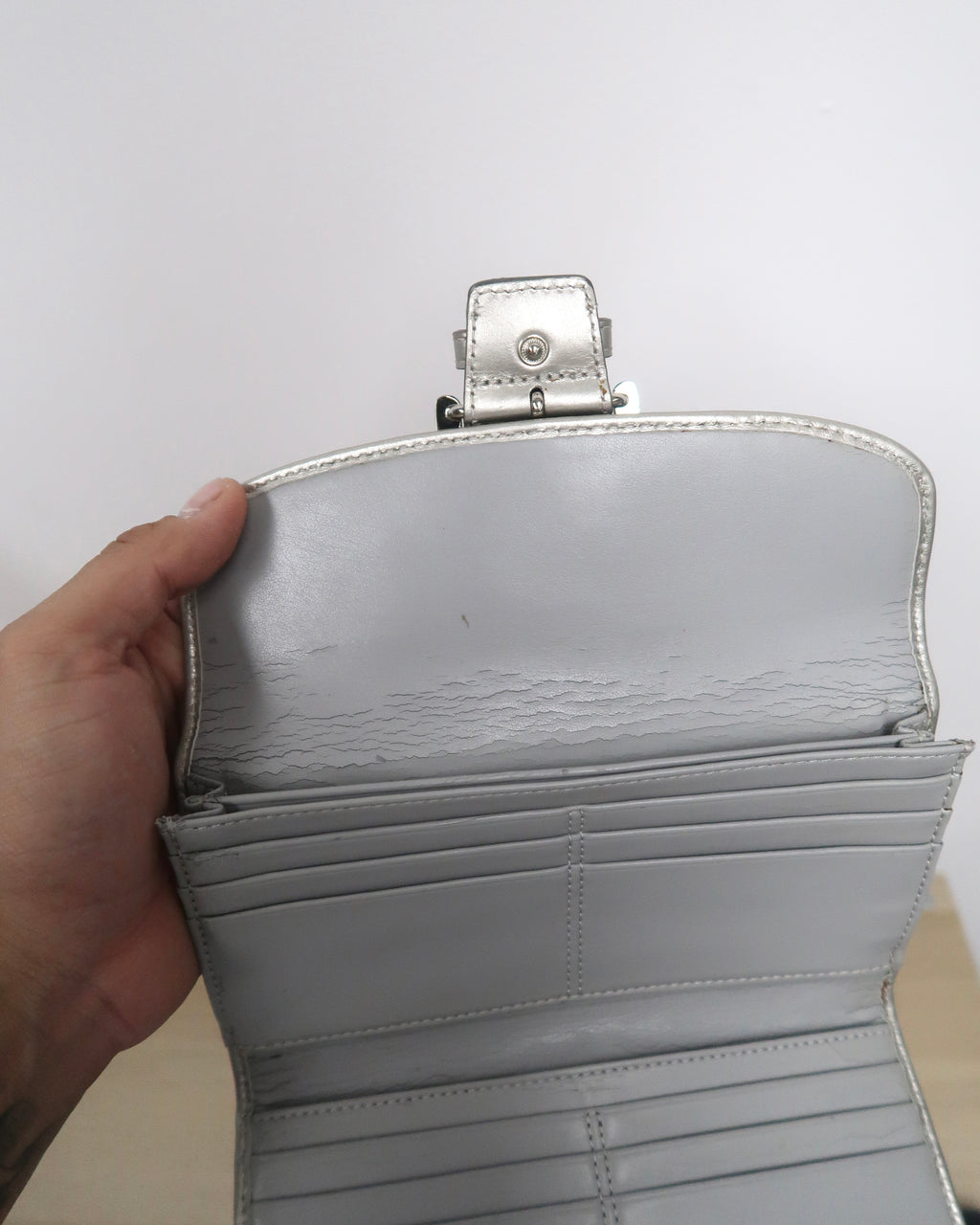 Vintage Coach Silver-Grey Signature "C" Jacquard Fabric Wallet