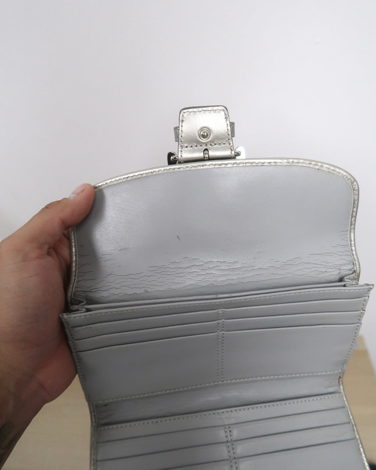 Vintage Coach Silver-Grey Signature "C" Jacquard Fabric Wallet