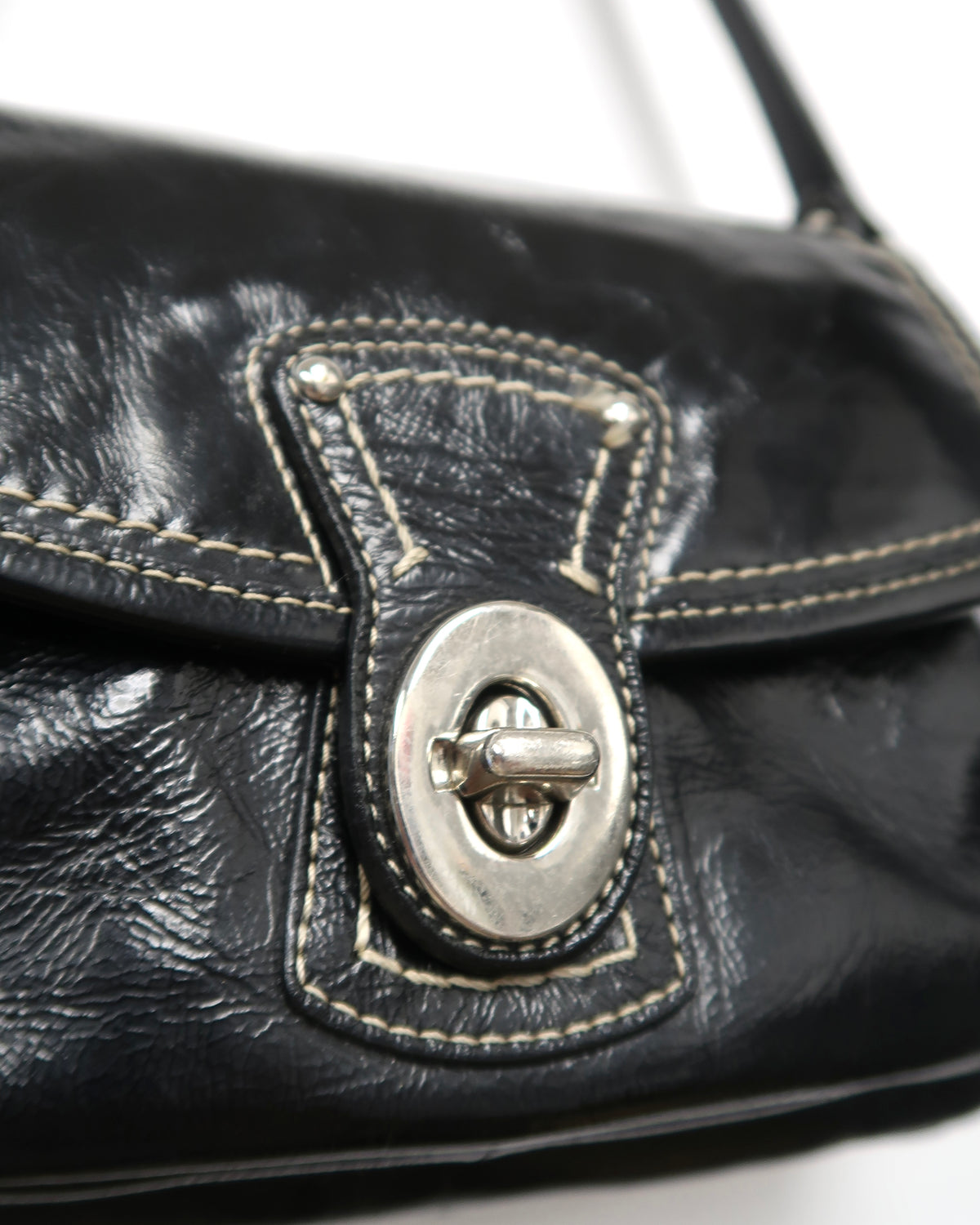Vintage Coach black Patent Leather Flap Shoulder Bag