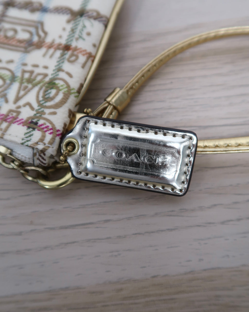 Coach Heritage Graffiti Tattersall Print Wristlet